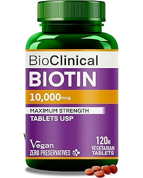 truu HIMALAYAS BioClinical Biotin Tablets for Hair Growth - Biotin 10000mcg for Hair,Skin & Nails - Supplement for Men & Women Hair Growth - Vegan Vitamin B 7 -PureVe Forte Medicine -120 Veg Tablets - image, photos