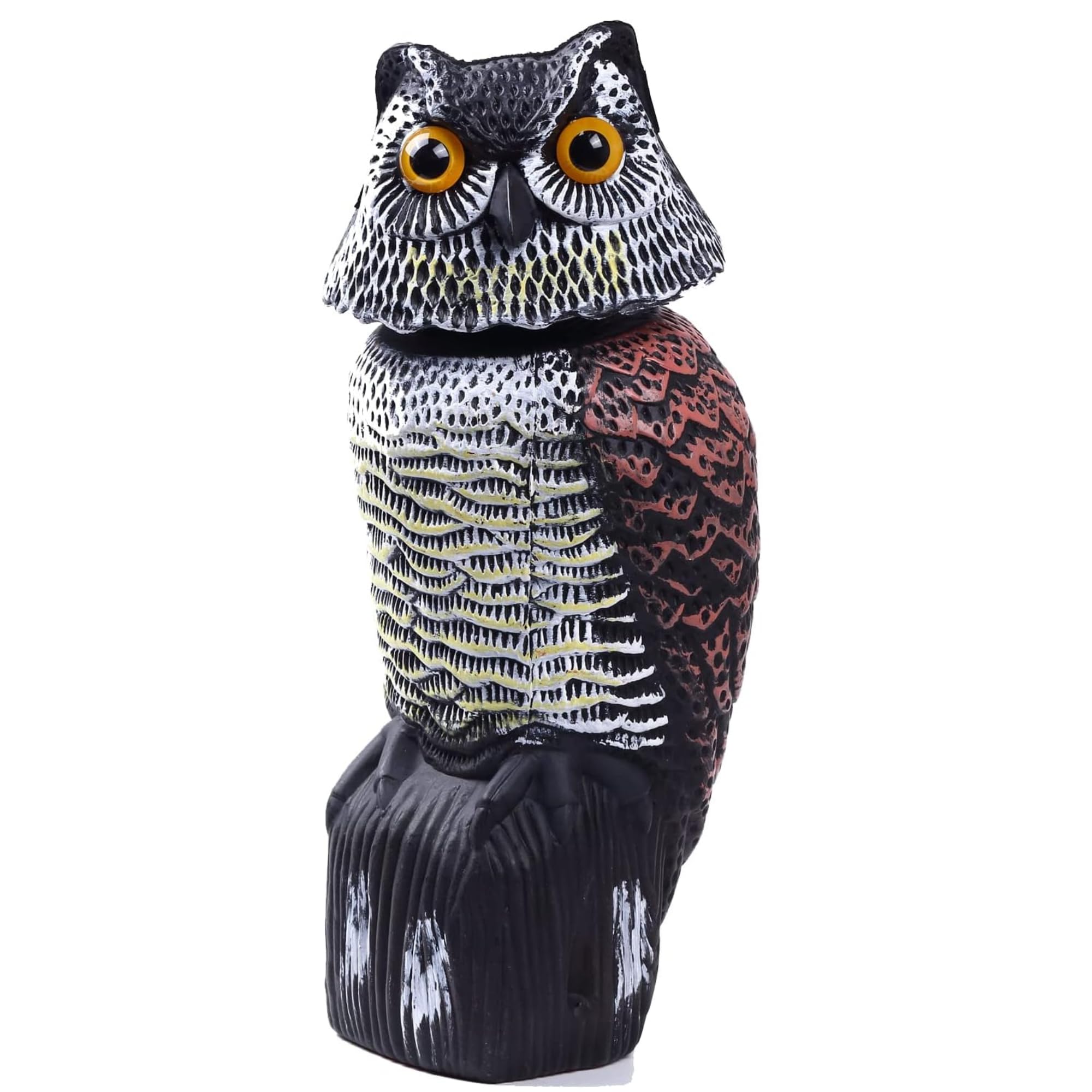 BURAKH Hawk Owl & Heron Decoy Bird Pest Deterrent Cat Repeller Pond Scarer Ornaments | Bird Repellent | Flying Falcon Decoy | Control Cat Bird Repeller (Owl)
