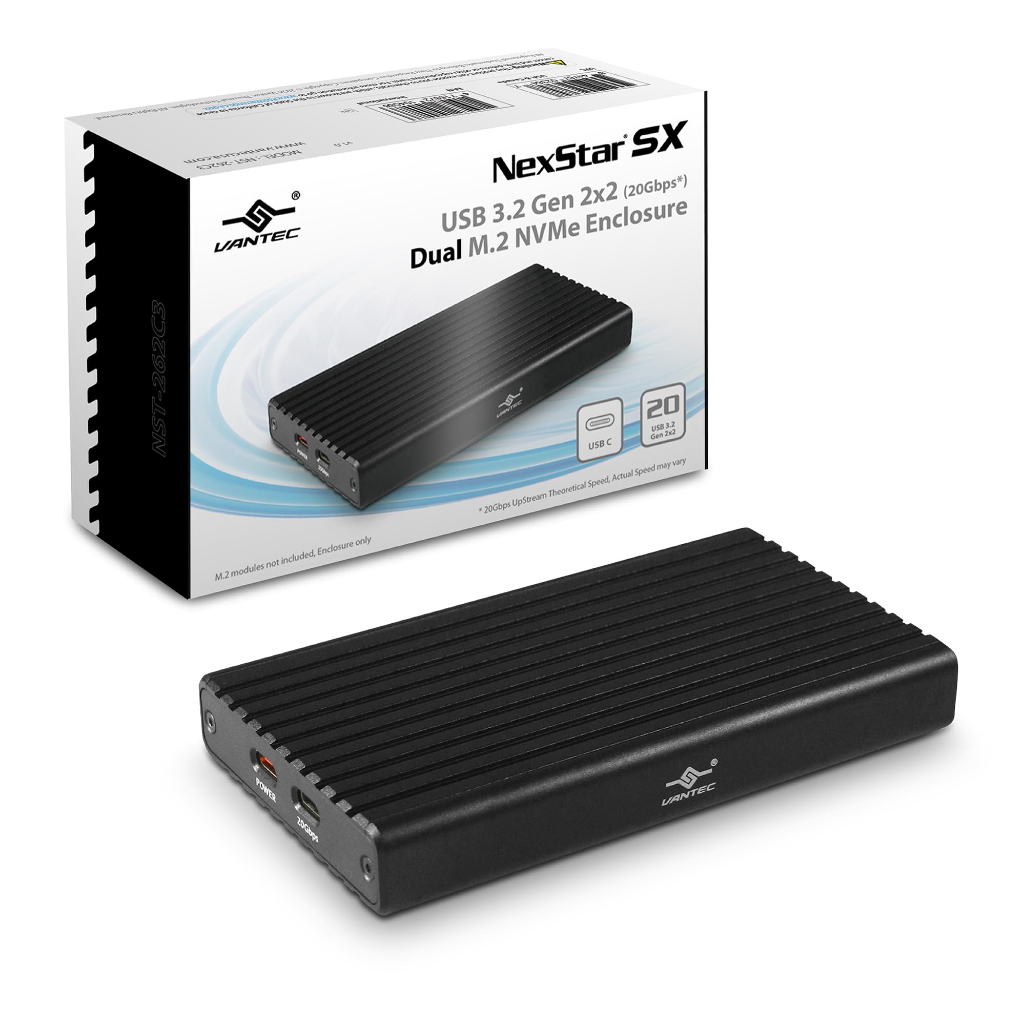 Vantec NexStar SX, USB 3.2 Gen2x2 (20Gbps), Dual M.2 NVMe Enclosure, USB C (NST-262C3)-picture-10