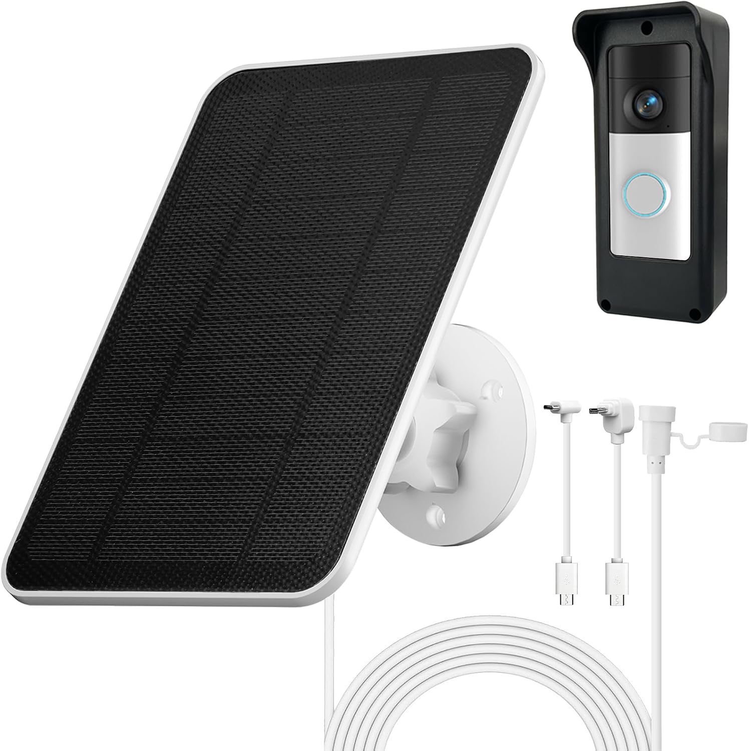 Solar Panel and Doorbell Mount for Ring Battery Doorbell 2020&2024 Release