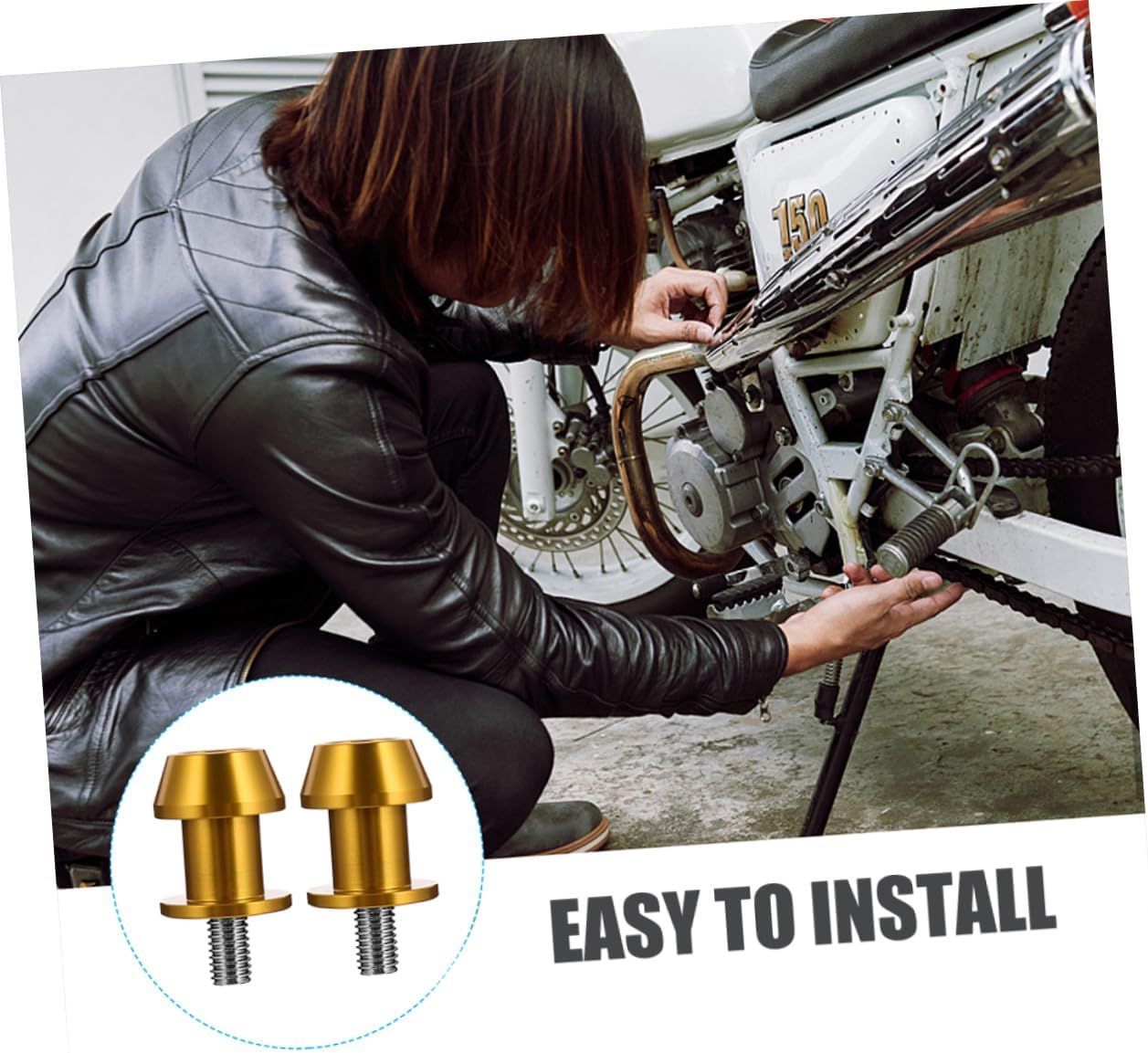 4pcs Motorcycle Swing Arm Spools Cnc Aluminum 8mm Gold Motorbike Swingarm Screw Stand Sliders Universal Replacement for Motorbike Accessories