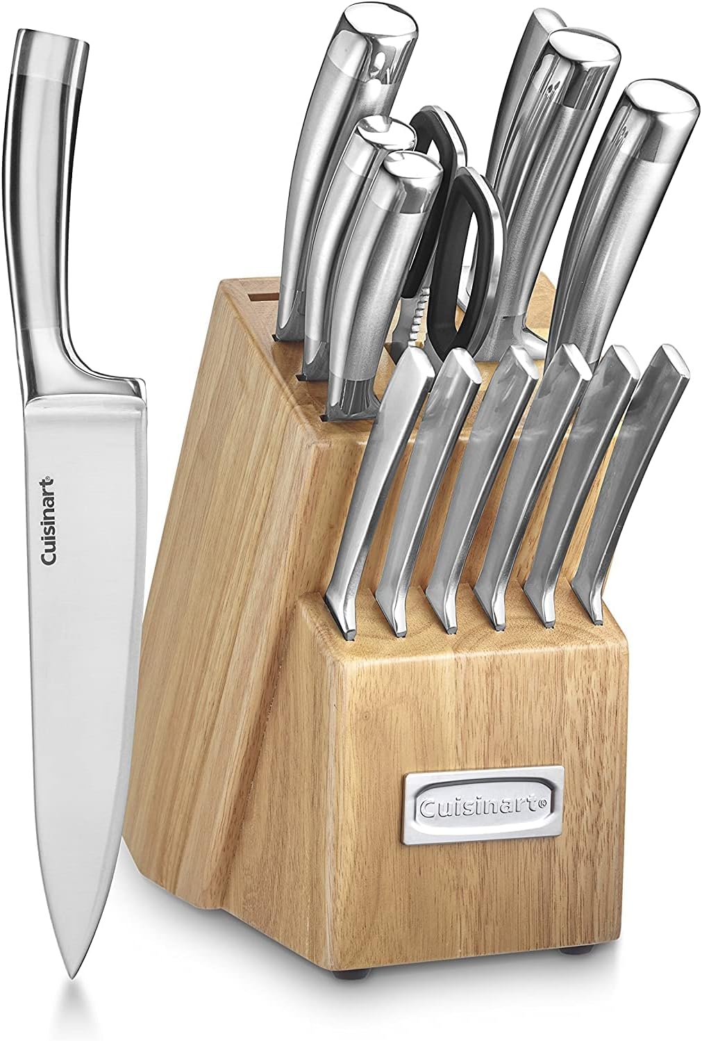 CUISINART Block Knife Set, 15pc Cutlery Knife Set with Steel Blades for Precise Cutting, Lightweight, Stainless Steel, Durable & Dishwasher Safe, C77TR-15P