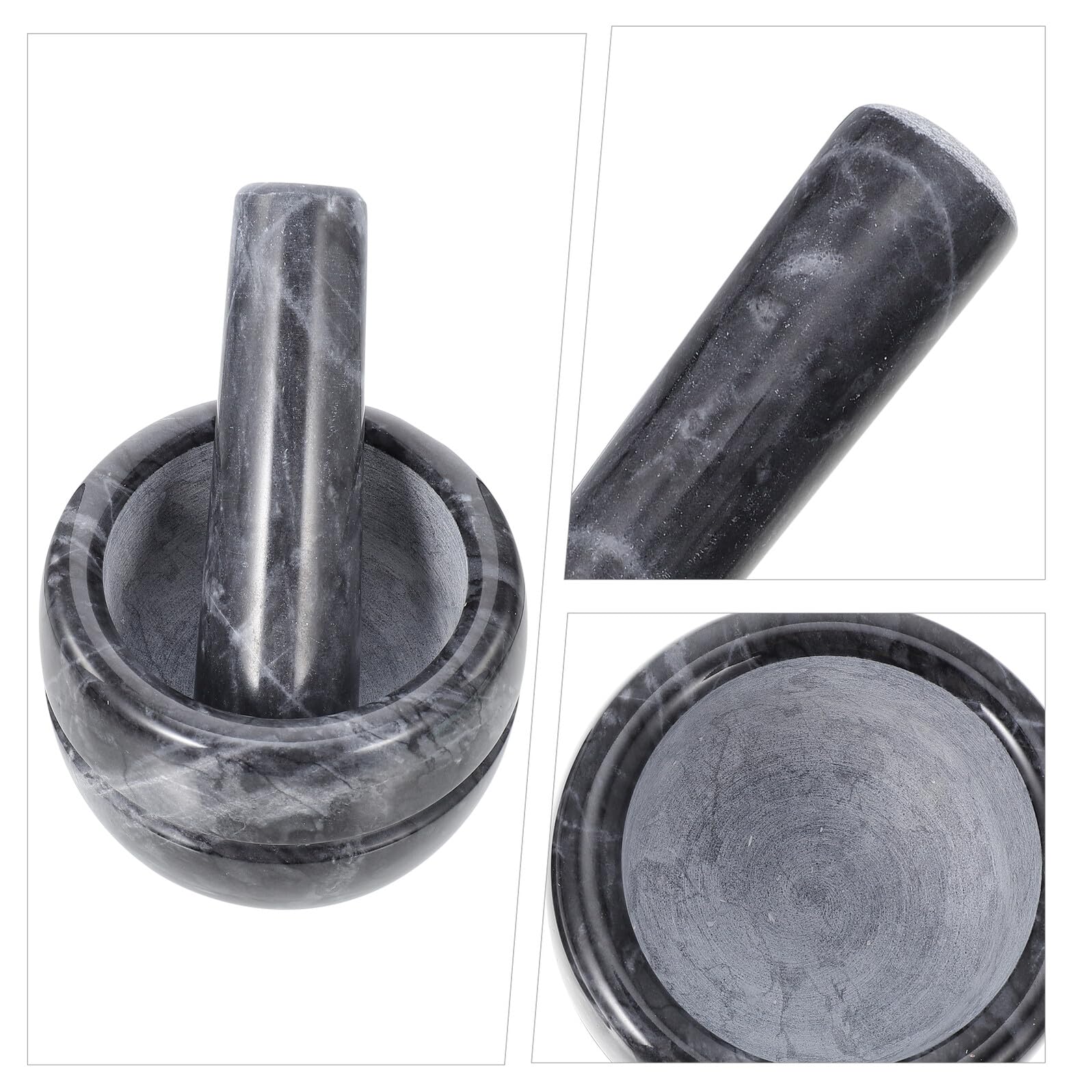 Knoblauchstampfer aus Marmor mit Stiel, Schwarz, 1 Stück