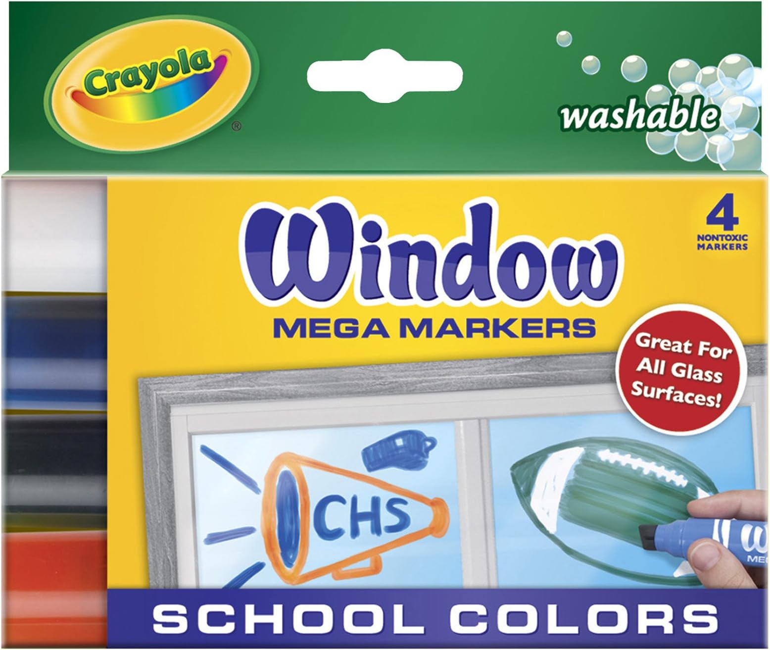 Crayola Washable Window Mega 4-Color Set Marker (58-8171)