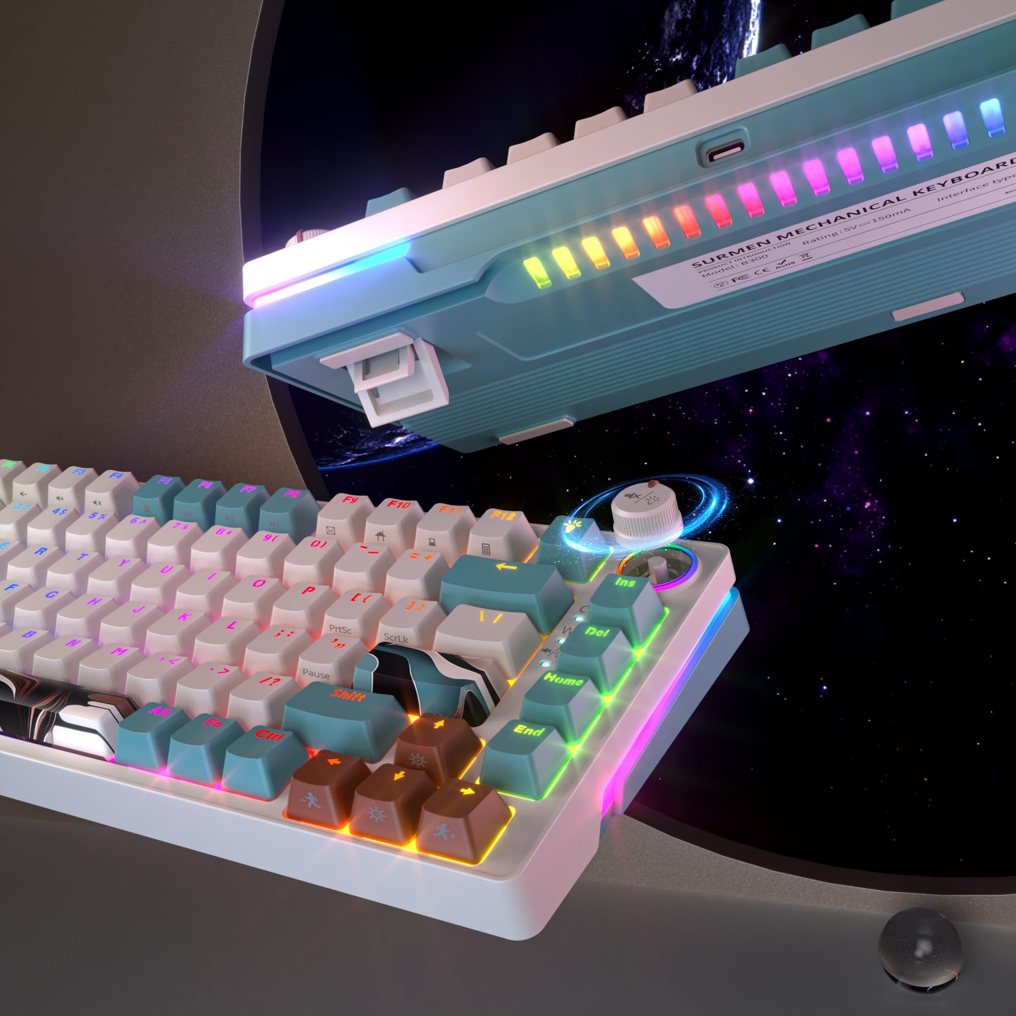 75% TKL Wired Tastiera meccanica da gioco con manopola per PC | Interruttore lineare silenzioso,Guarnizione RGB sostituibile a caldo marrone,Anti-Ghosting