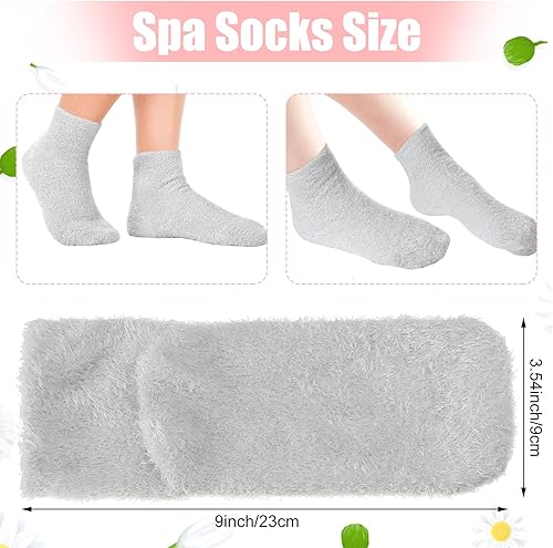 Miniatura 2 de Janmercy 3 pares de calcetines de aloe hidratante con infusión de gel para dormir, pies secos y peludos, calcetines de loción antideslizantes para