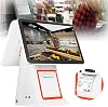 Cash Register System,LCD Touch Cash Register,15.6 LED Backlit Touch Screen Dual Monitor,Cash Register for Small Businesses,All-in-One Cash Register,White