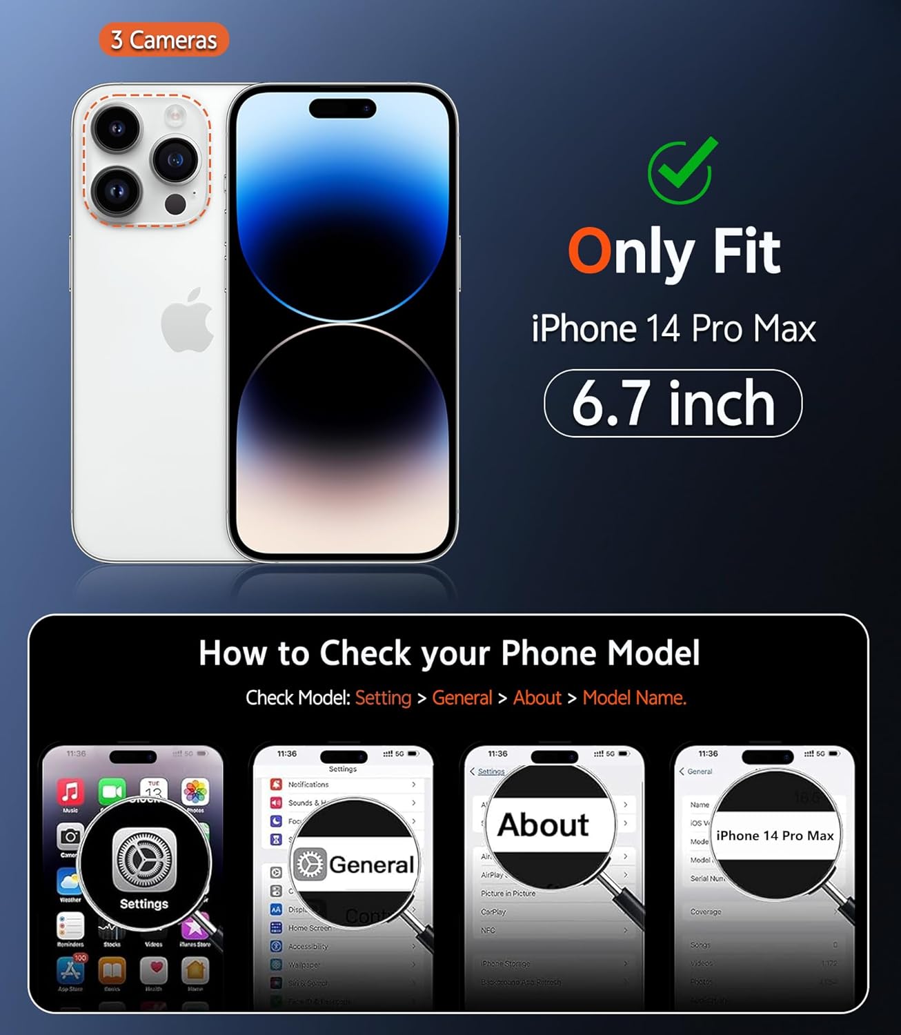 FNTCASE for iPhone 14 Pro-Max Case: Clear Magnetic Phone Cases with Screen Protector Compatible with Magsafe Slim Anti Yellowing Rugged Shockproof Protective Transparent Cell Cover (A-Clear)