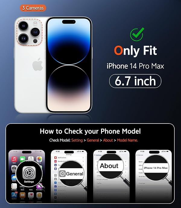 FNTCASE for iPhone 14 Pro-Max Case: Clear Magnetic Phone Cases with Screen Protector Compatible with Magsafe Slim Anti Yellowing Rugged Shockproof Protective Transparent Cell Cover (B-Black) by FNTCASE - Used condition - Image 2