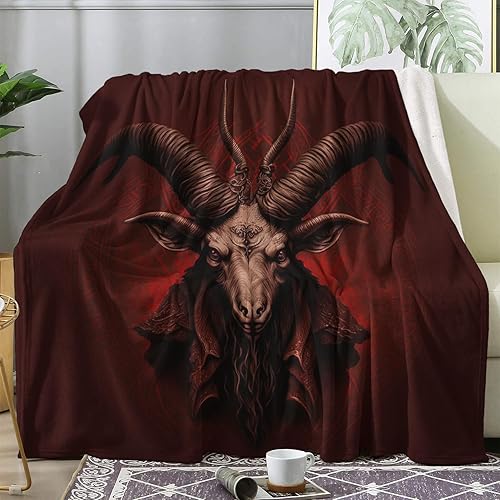 zcwl Baphomet - Manta de forro polar para sofá cama, sofá, mantas y mantas con patrón gótico satánico, manta de franela de felpa súper suave y
