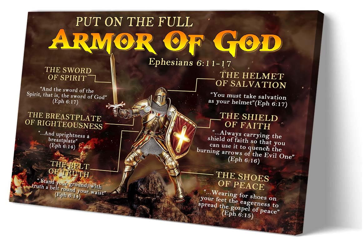 Sboobily Ephesians 11-17 Put On The Full Armor God Wall Art Warrior Bible Verse Poster Framed Christian Quotes Wall Art Picture Prints 08X12 Inches Size 6