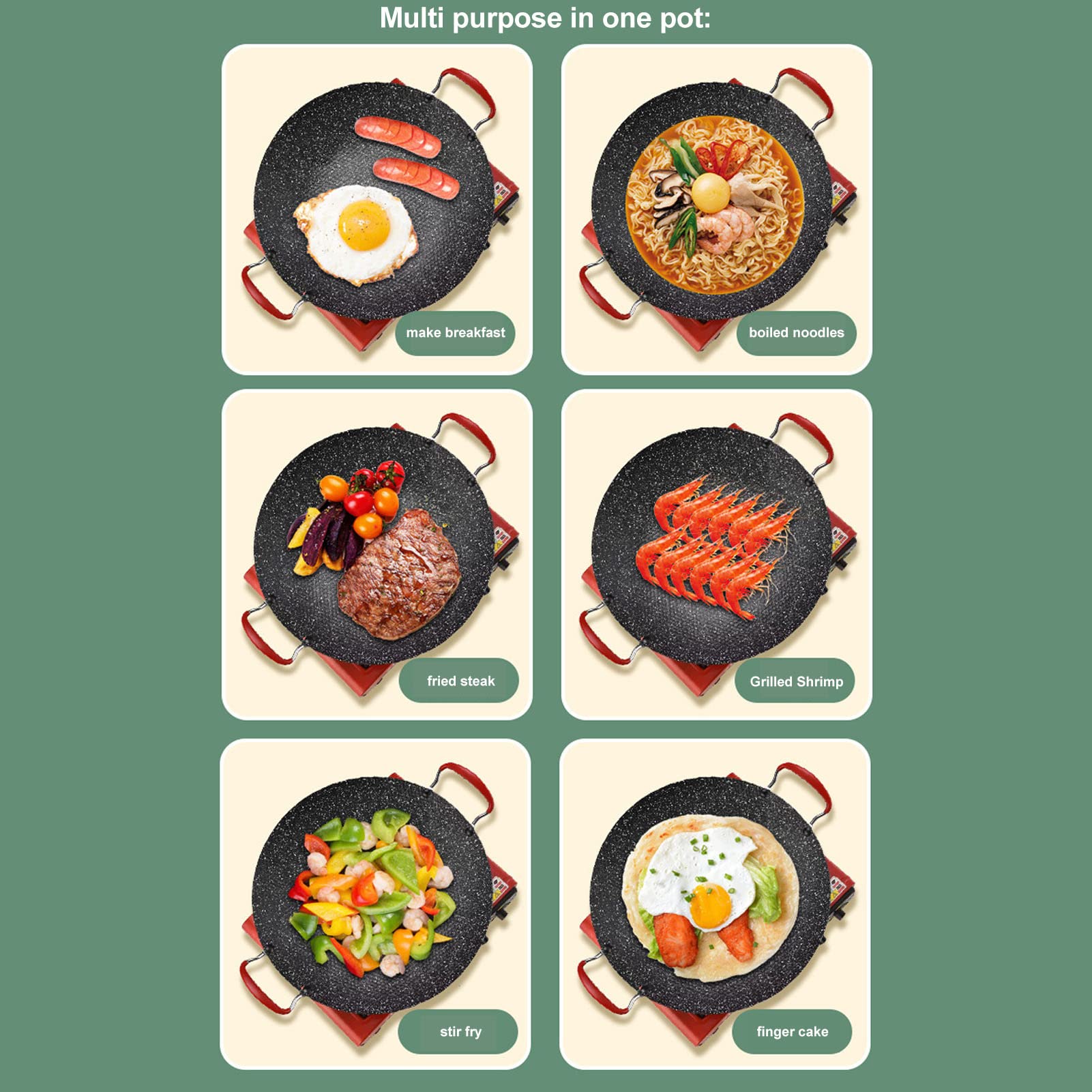 Poêle à Griller Coréenne Pour Barbecue, Plaque De Cuisson Pour Barbecue 8 En 1, Plaque De Cuisson En Pierre Médicale, Compatible Avec les Plaques De Cuisson Et L'induction(30cm)