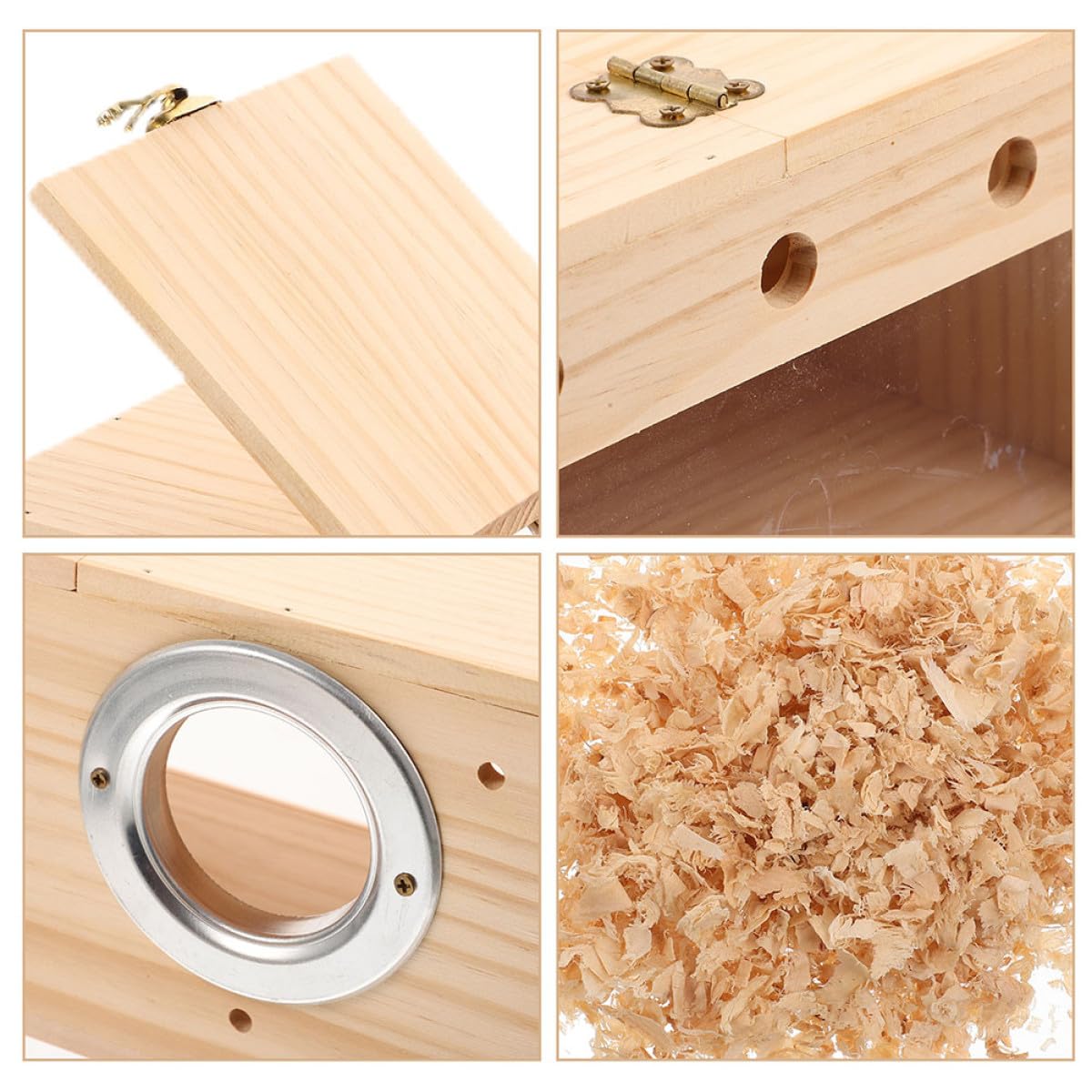 PRETYZOOM Caja Nido para Pájaros Transparente Grande, Madera Segura para Periquitos y Agapornis, Caja de Cría Interior y Exterior, Suministro para Aves, Nido Colgante Práctico y Fácil