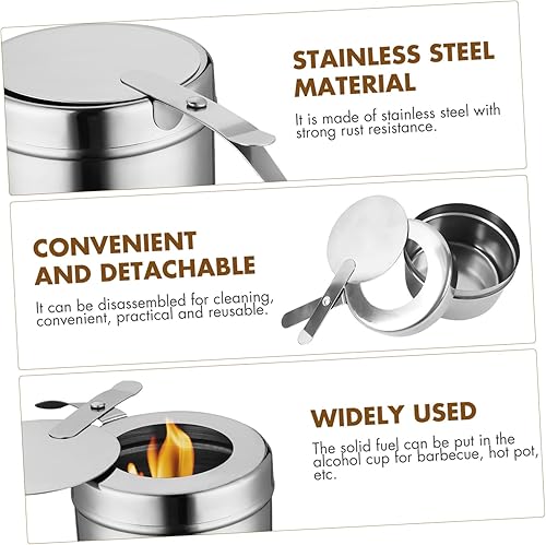 Miniatura 3 de Soporte de combustible para rozaduras de acero inoxidable con tapa, caja de combustible de calor enlatada, bandejas de calentamiento para bufés,