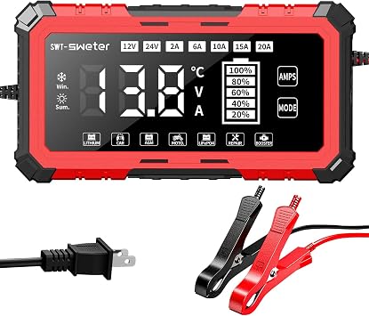 20A Smart Car Battery Charger & Maintainer 12V/24V