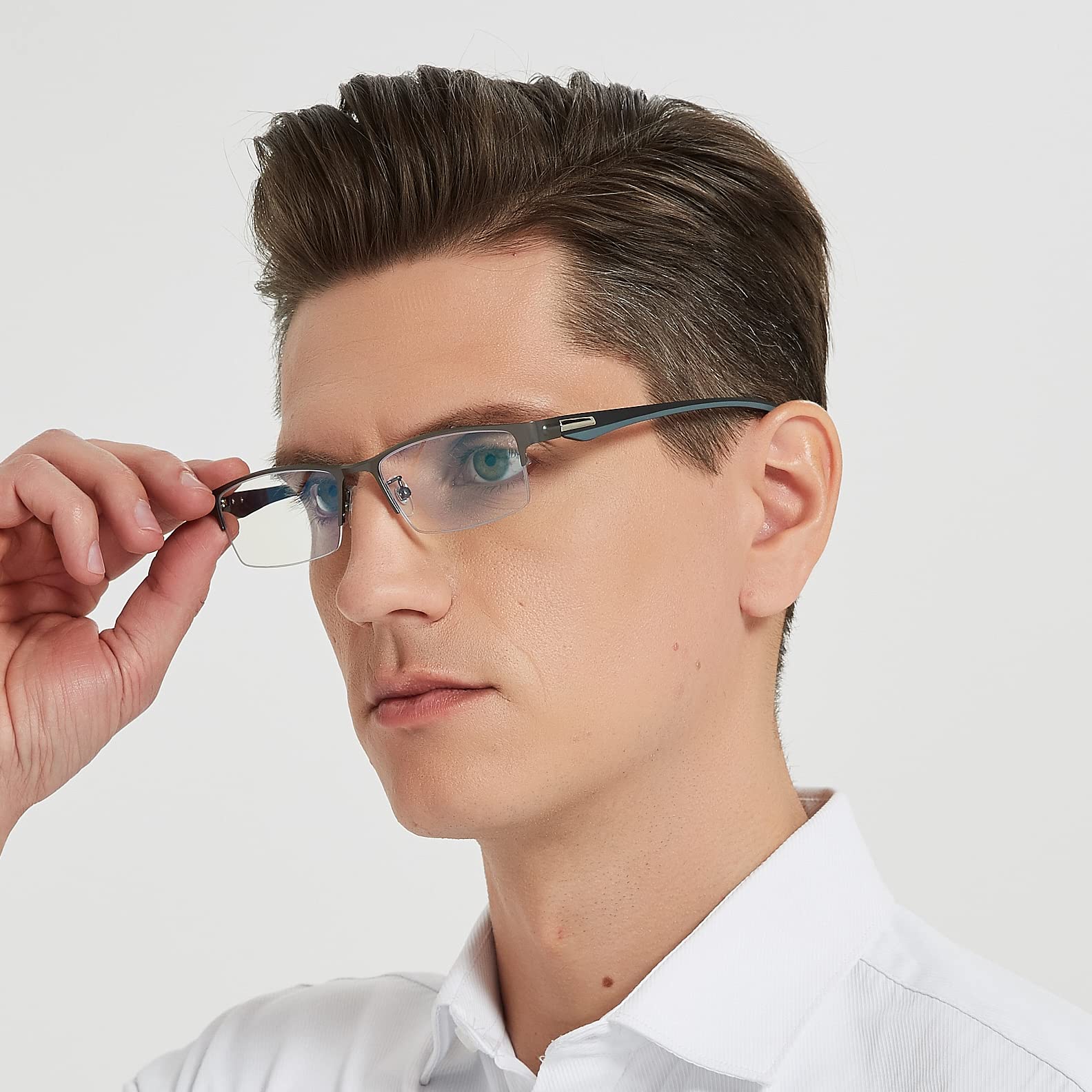 ZUVGEES 2-Pack Lightweight Metal and TR90 Half-Frame Readers Blue light Blocking Reading Glasses for Men - Image 3