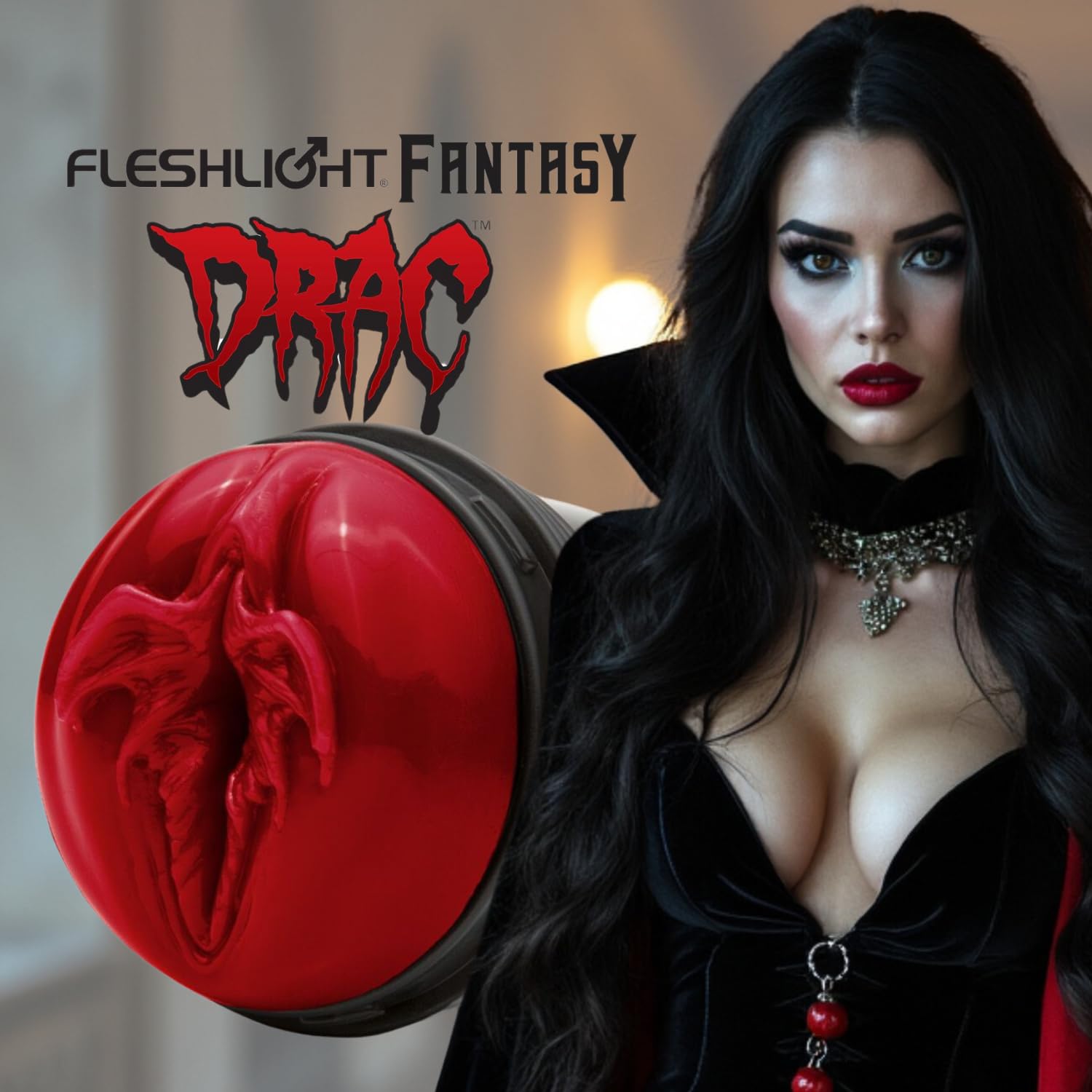 Fleshlight Fantasy Drac - Masturbatore SuperSkin, giocattolo del sesso estremamente realistico