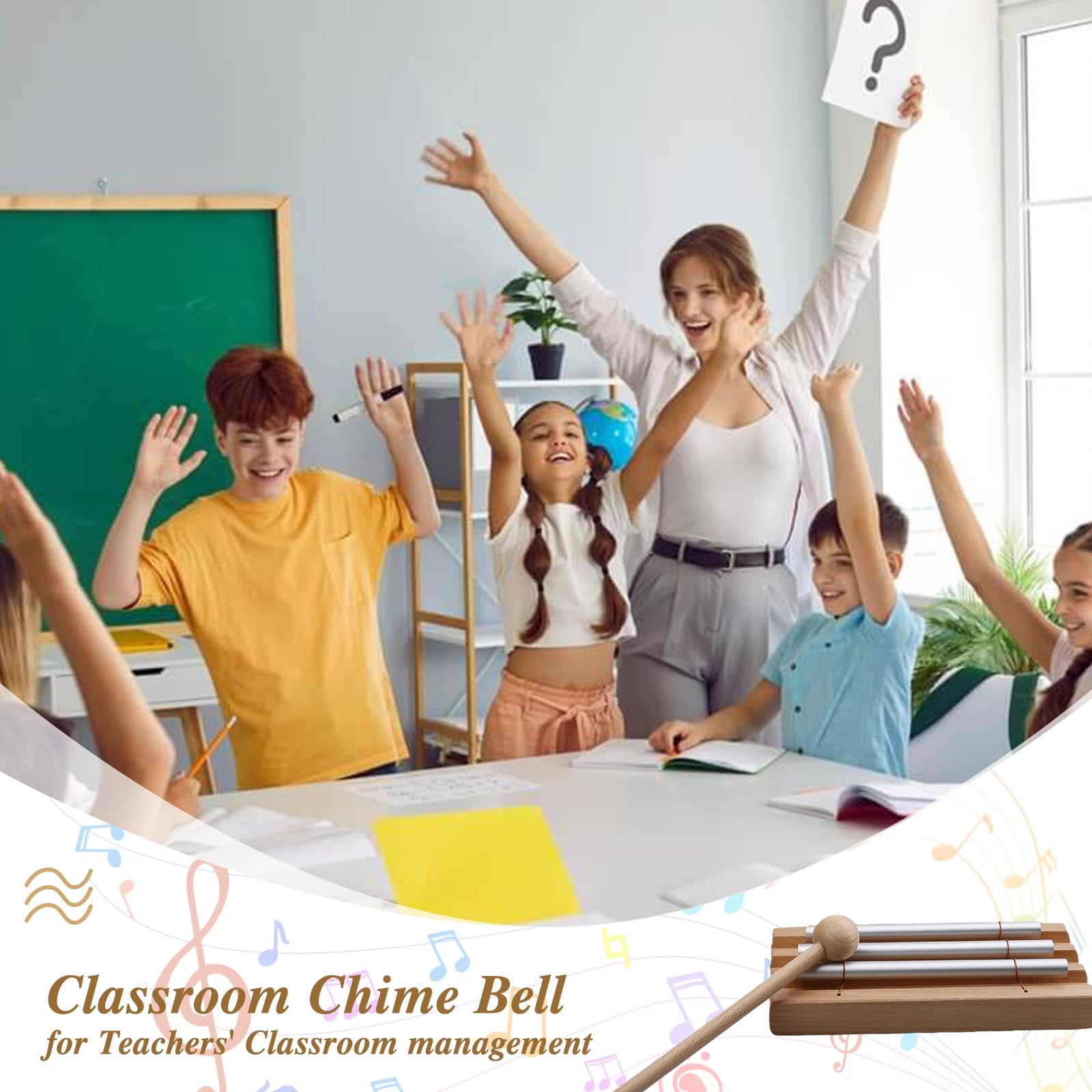BAIFULAI Energy Chime: Varilla de sonido de 3 tonos con mazo de madera, campanilla de energía de 3 tonos, timbre de energía de 3 tonos, para educación musical, regalo, oración, yoga, meditación