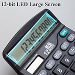 M&G Desk Calculator 12 Digit Office Calculators with Large LCD Display, Dual Solar Power and Battery, Recessed Big Button Calculator for Office Home (Black)