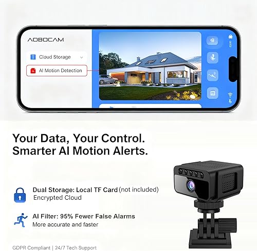 Miniatura 6 de Cámara oculta con nube, 4K HD WiFi, mini cámara espía de 150, cámara secreta de vigilancia inalámbrica para interiores, detección de movimiento