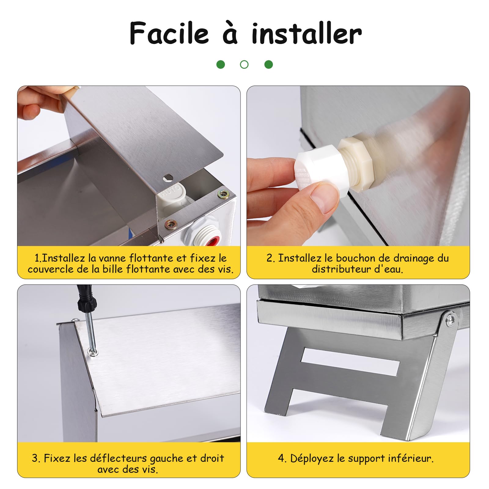 Poulet Waterer Automatique en Aciers Inoxydables Poulet Waterer Automatique Poulet Waterer Distributeur Automatique avec Vanne Flottante Et Jambe Eau De Poulet en MéTal pour Canard, Pigeon (8 litres)