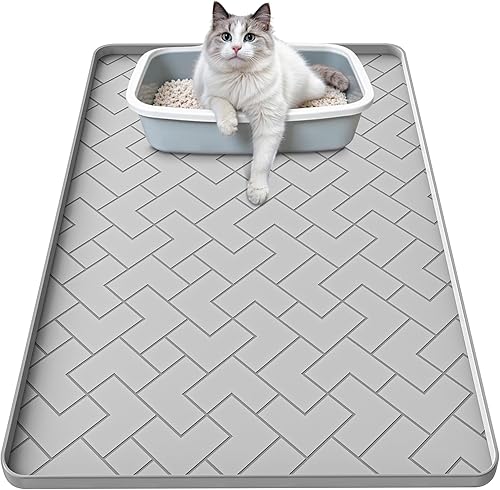 Miniatura 10 de Alfombrilla de silicona para arena de gatos para caja de arena de 24" X 15" - Alfombrilla para atrapar arena de gatos fácil de limpiar, impermeable,