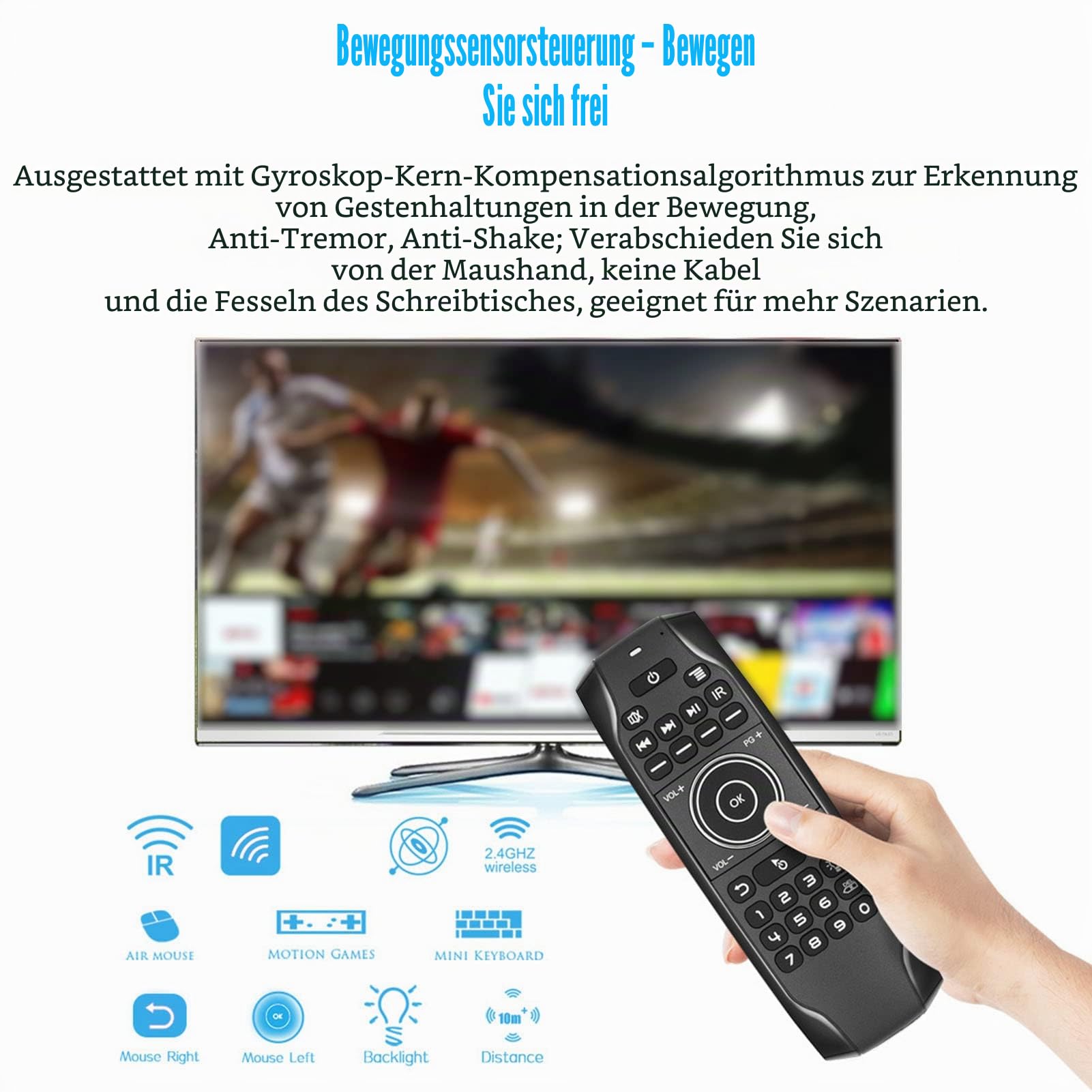 VBESTLIFE Sprachfernbedienung, Air Mouse Tastatur Bluetooth Air Fernbedienung, für TV Box Computer Smart Television(G7BTS Bluetooth-Version ohne Empfänger)