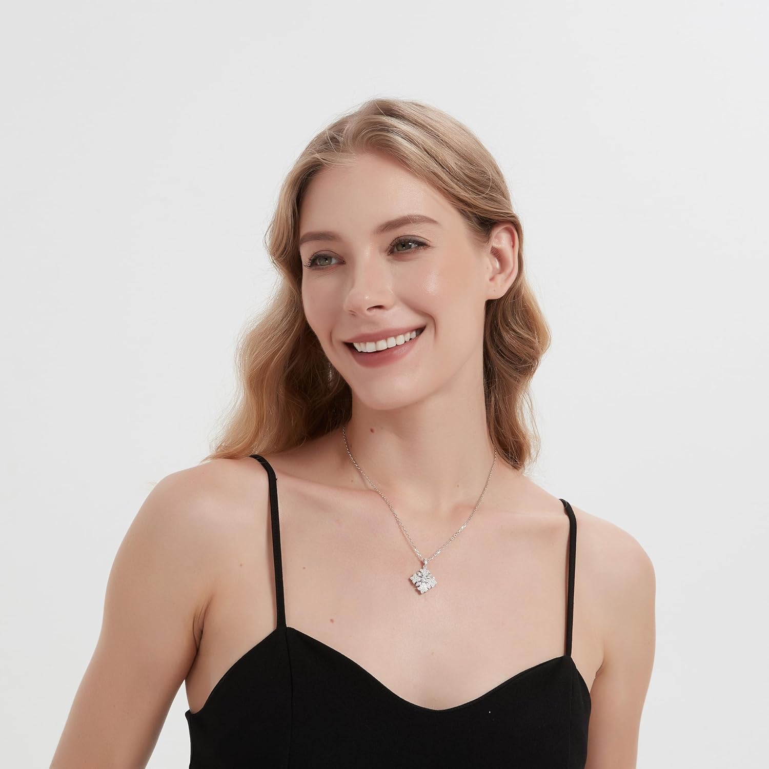 THELANDA Genuine Moissanite Sterling Silver Vintage Classic Cross Flourish Clover Pendant Necklace Adjustable 18-20 Inch Chain with Lobster Clasp Unisex Jewelry for Women and Men