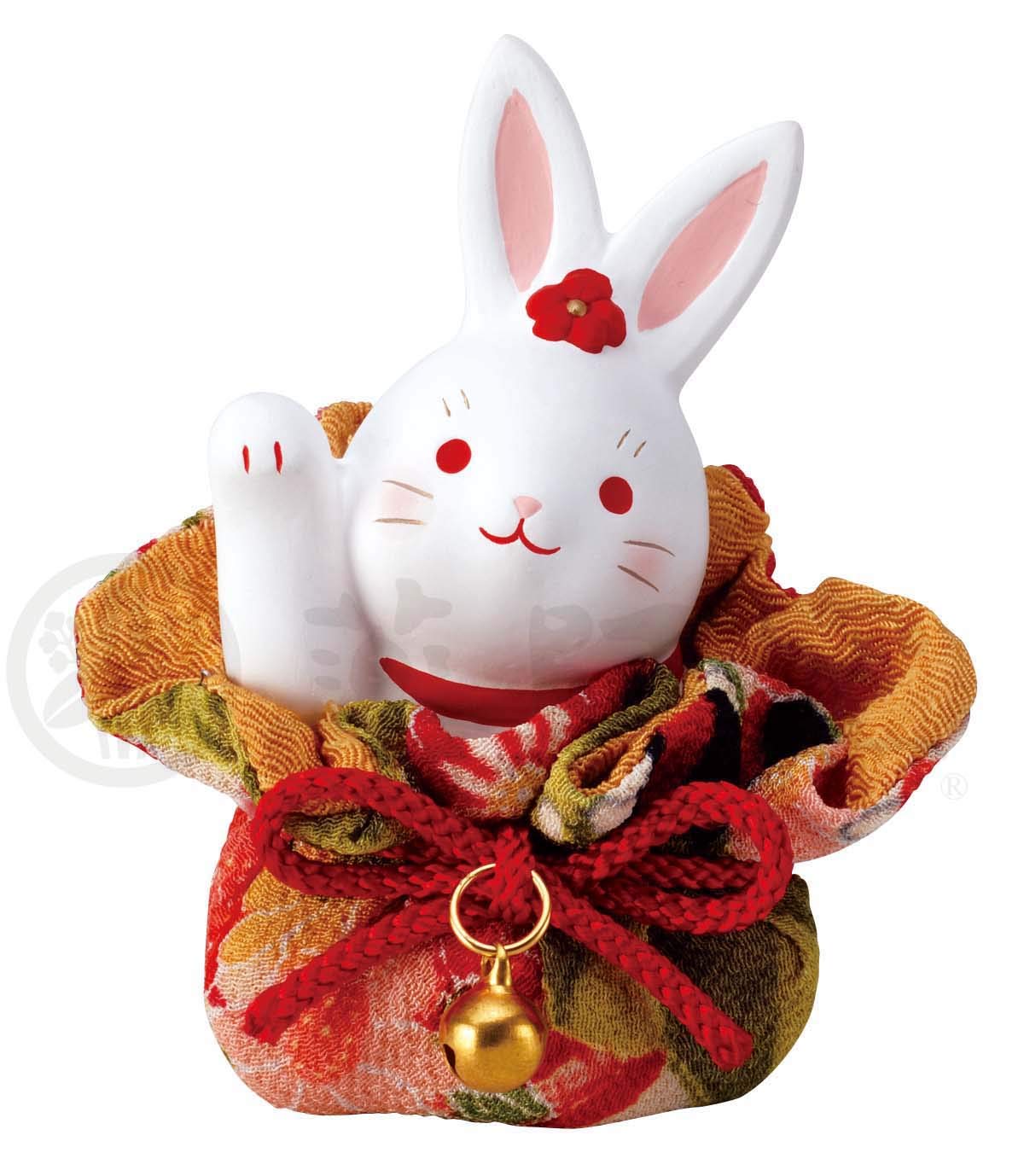 ちりめん細工　うさぎの人形　巾着　花うさぎ Amazon.co.jp: 薬師窯 錦彩ちりめん巾着花うさぎ(右手上げ) : おもちゃ