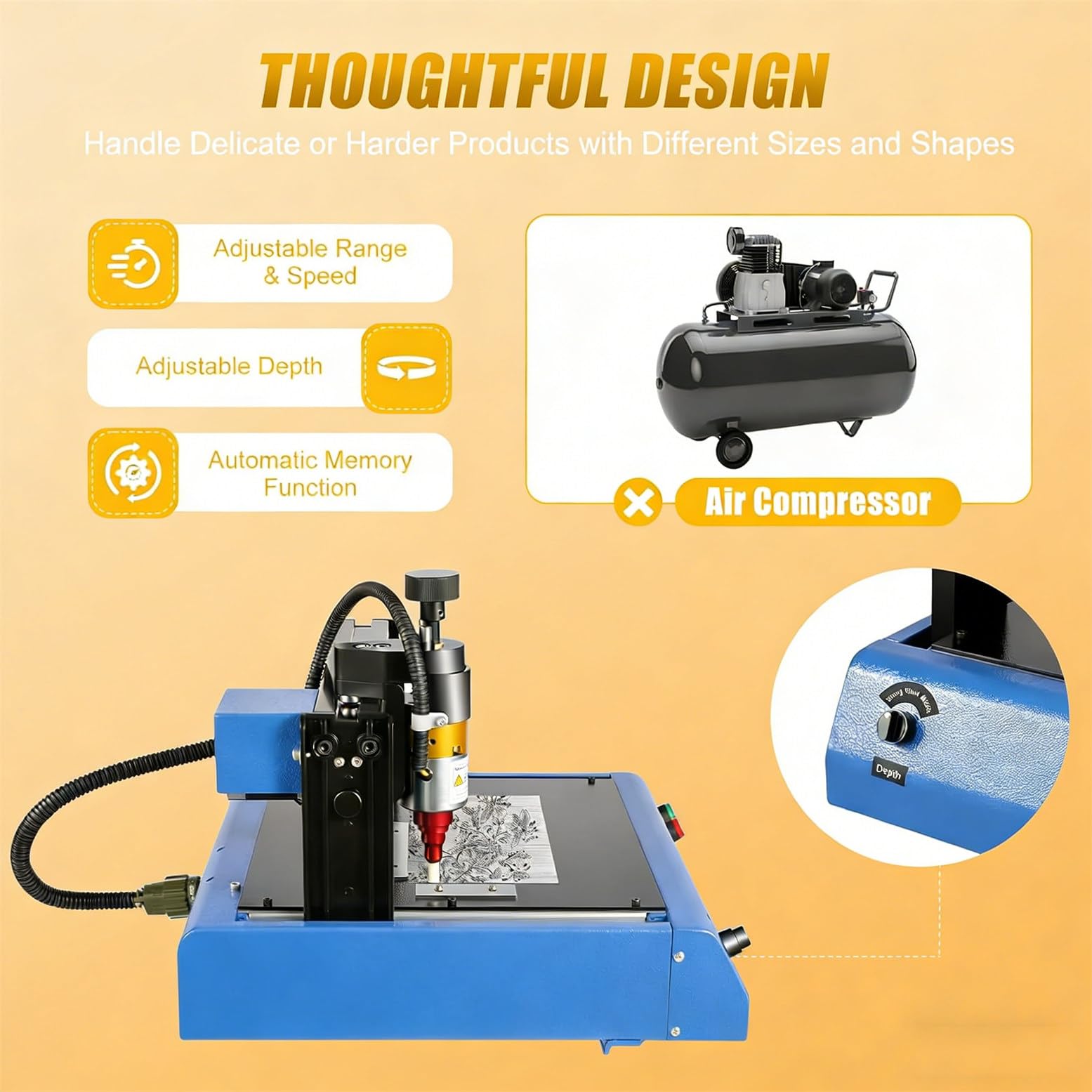 Graveur métallique 400 W, machine de gravure rapide en acier pour métaux profonds et bijoux, vitesse de 50 mm/s, idéale pour les projets de bricolage, zone de gravure de 300 x 200 mm