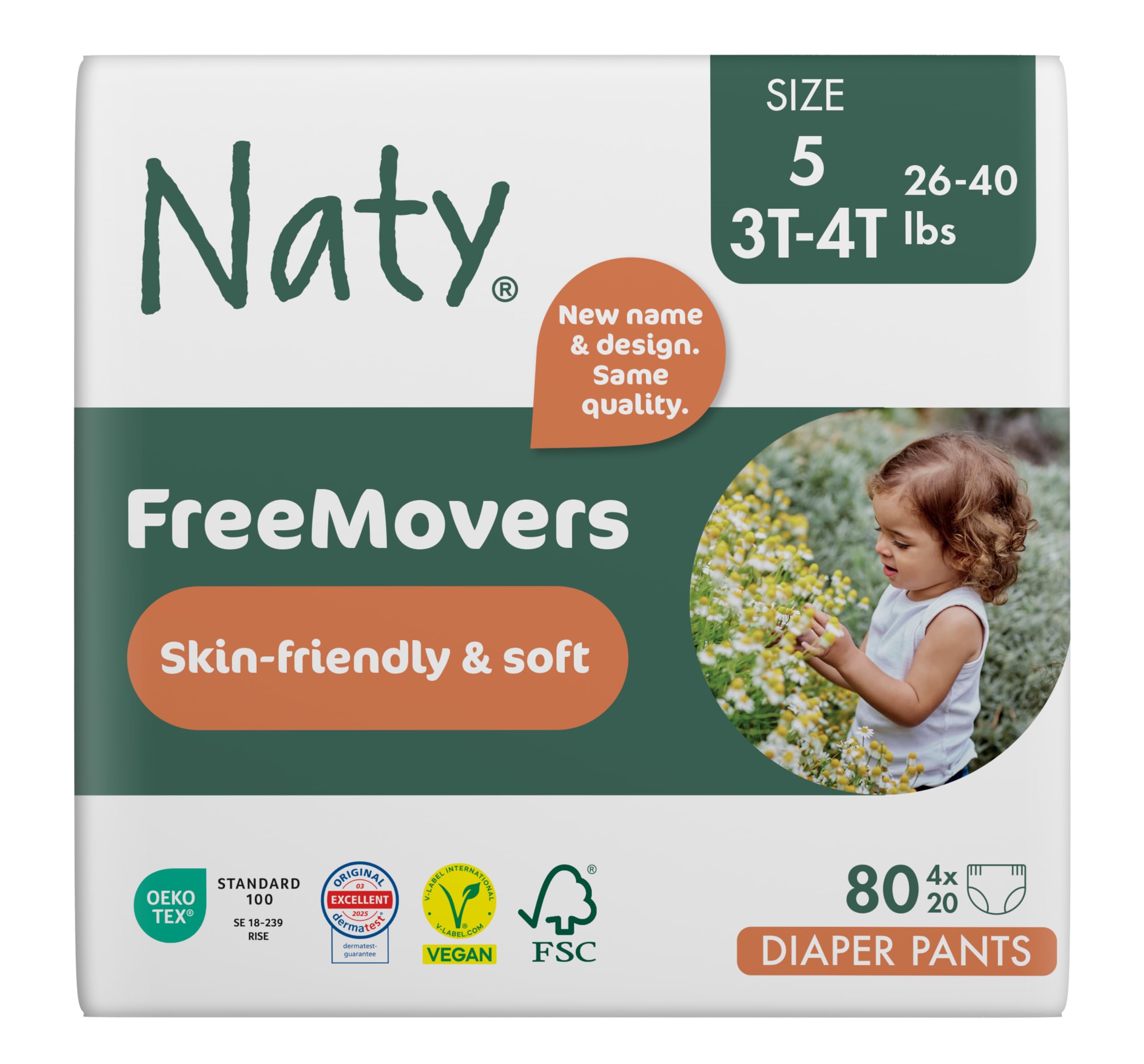 Eco by Naty Pull-Ups Training Pants, (Size 5), 80 Ct, Plant-Based and No Nasty Chemicals