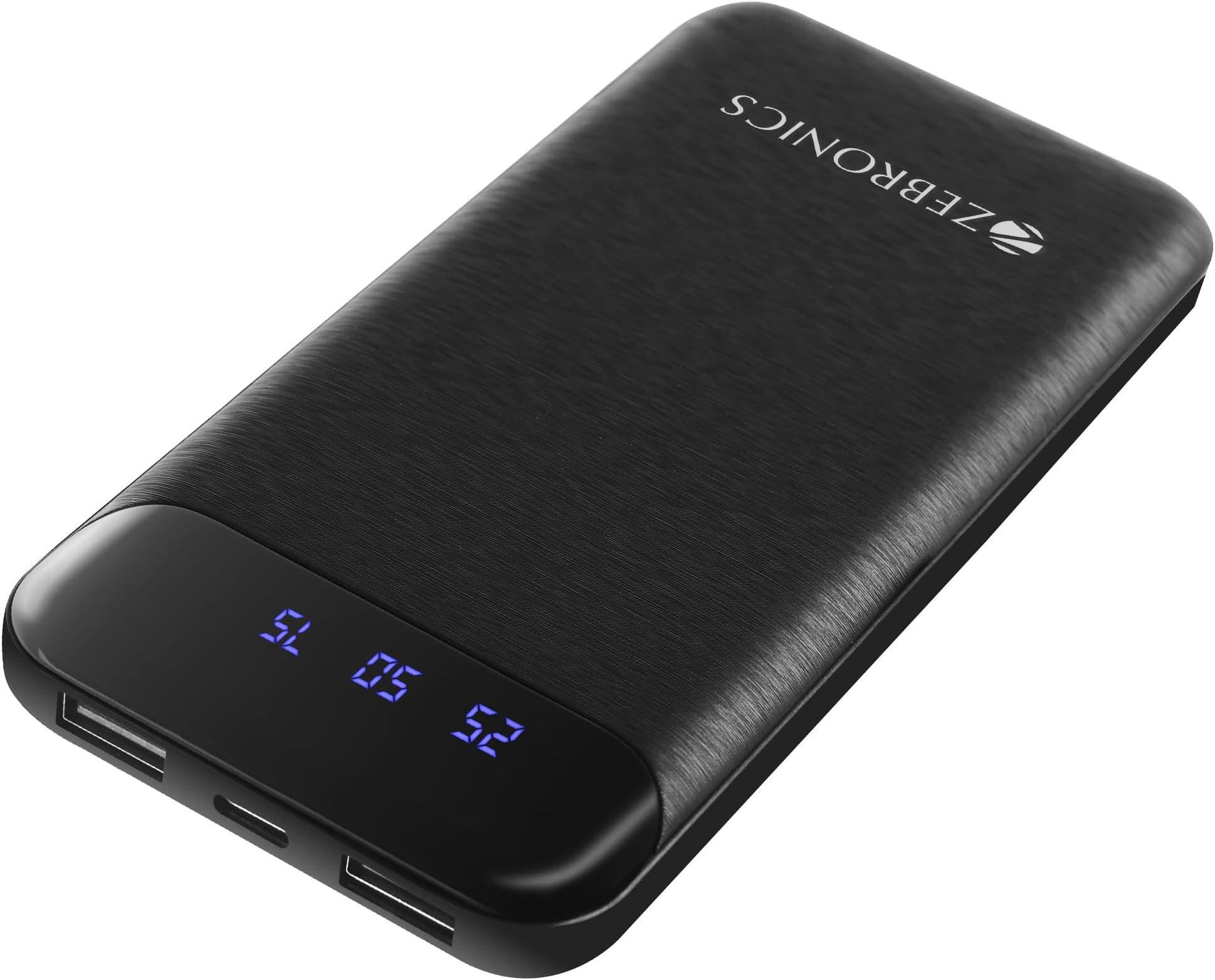 MB10000S4 Power Bank, 10000 mAh, 12W, Dual USB Output, Type C & Micro USB Input, Built in Protections, Percentage LED Display, Included USB to Type C Cable, Made in India(Black)