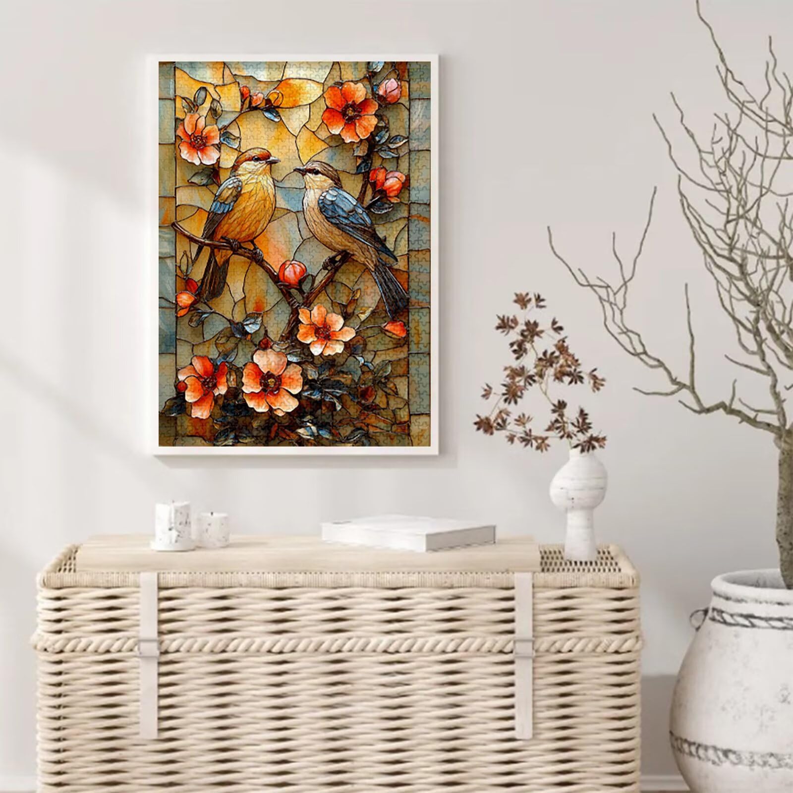 Uccello Puzzle 1000 Pezzi Grandi Dimensioni per Adulti, Puzzle Fiore Motivo Progettazione Compact Box e Poster Incluso per Home Room Wall Decor, Regalo Donna, Men Gifts, Legna Jigsaw 75x50cm, Model608