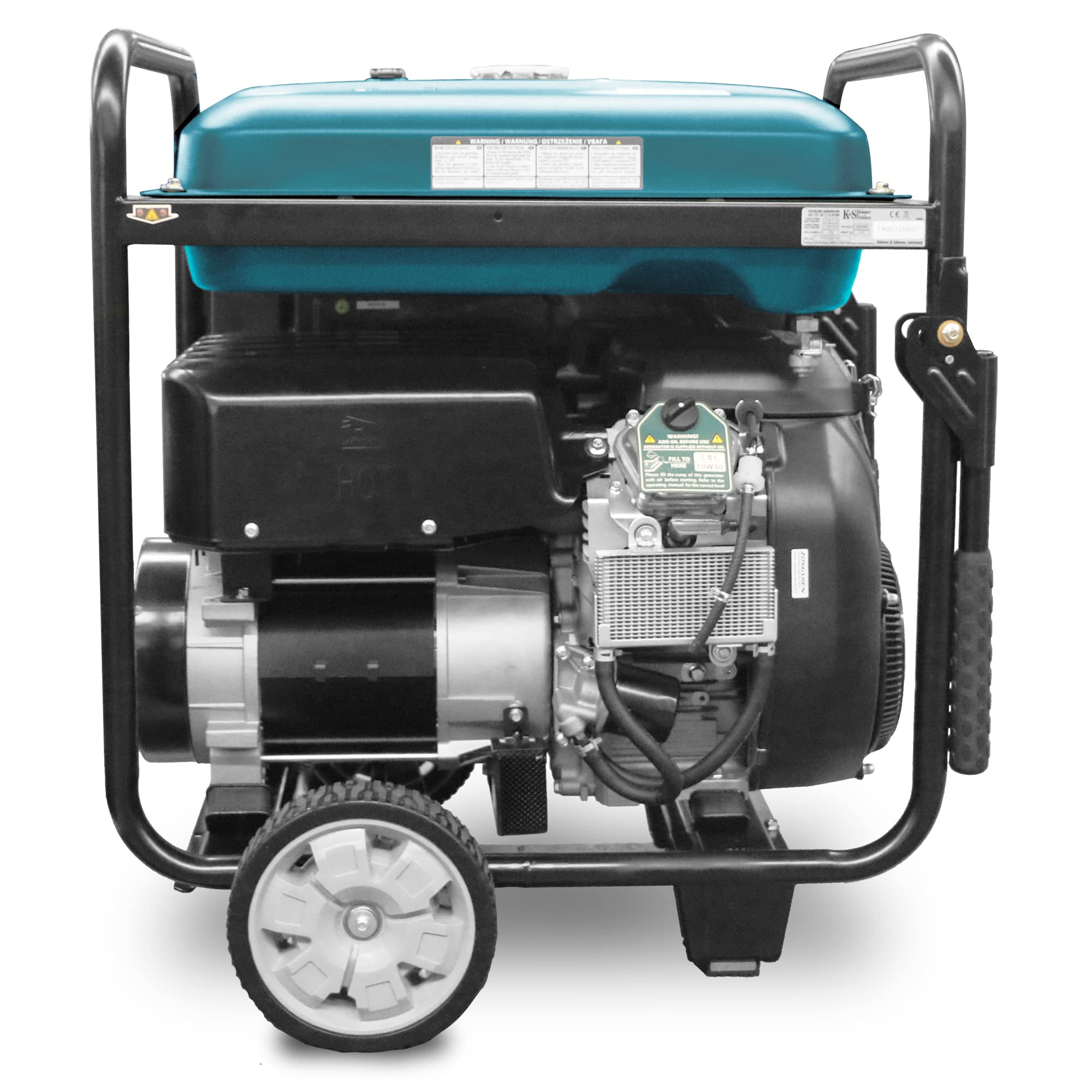 Könner & Söhnen KS 15-1E ATSR - Generatore di corrente 22 CV, motore a benzina a 2 cilindri a 4 tempi, in rame, avviamento elettrico, regolatore di tensione, display LED, 12500 Watt