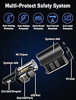 Vista 6 de LIHAN Cargador de coche con 3 USB, salida QC3.0, adaptador para encendedor de cigarrillos, enchufe de salida de 12 V/24 V, medidor de voltaje