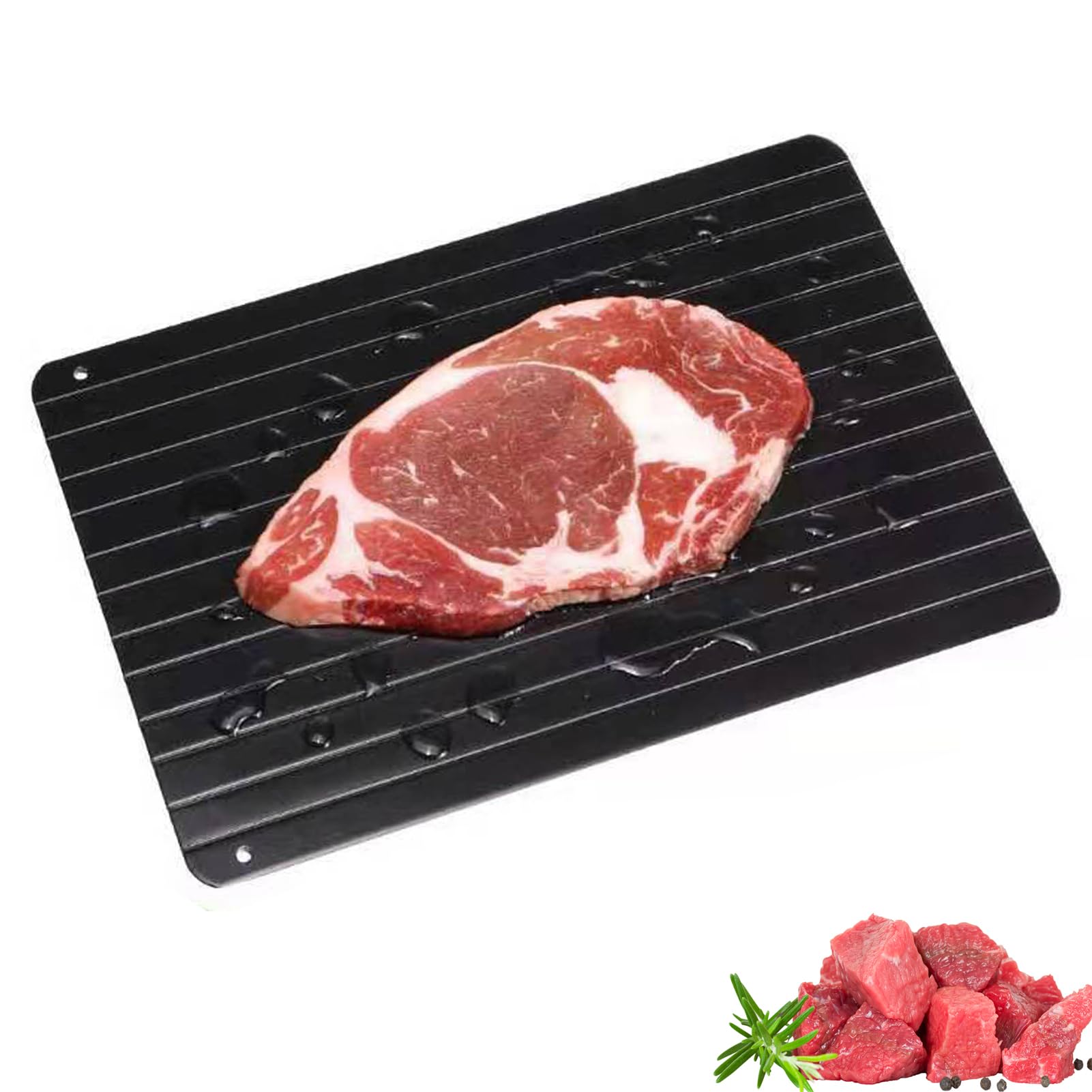 LIFTATAPA Defrosting Tray for Frozen Meat, Aluminum Thawing Tray with Non-Stick Surface, Quick Meat Defroster Plate for Fish, Chicken and Vegetables(