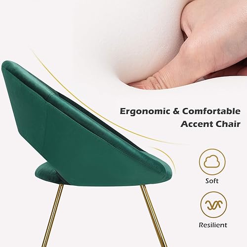 Miniatura 6 de Giantex Silla decorativa moderna de terciopelo, cómoda y bonita, silla de escritorio tapizada, carga máxima de 300 libras, sillón individual