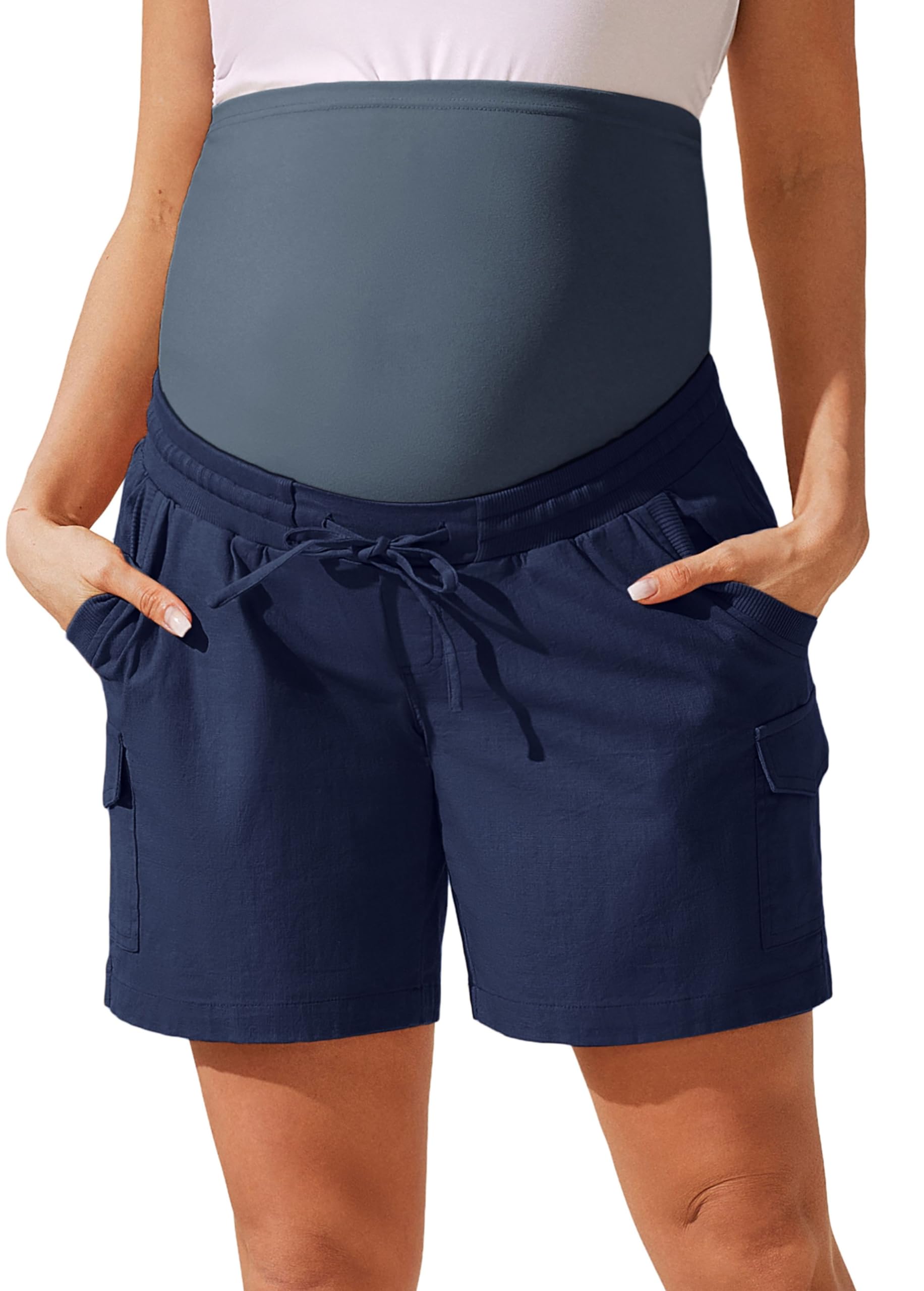 Maacie Pantaloncini Premaman Casual Pantaloncini In Lino E Cotone Morbidi Confortevoli Pantaloncini Con Tasche