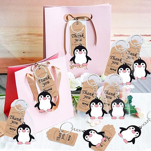 Miniatura 6 de Paquete de 40 llaveros de pingüino, recuerdo de fiesta para amantes de los pingüinos, regalo de regreso de invitados, fiesta temática de animales,