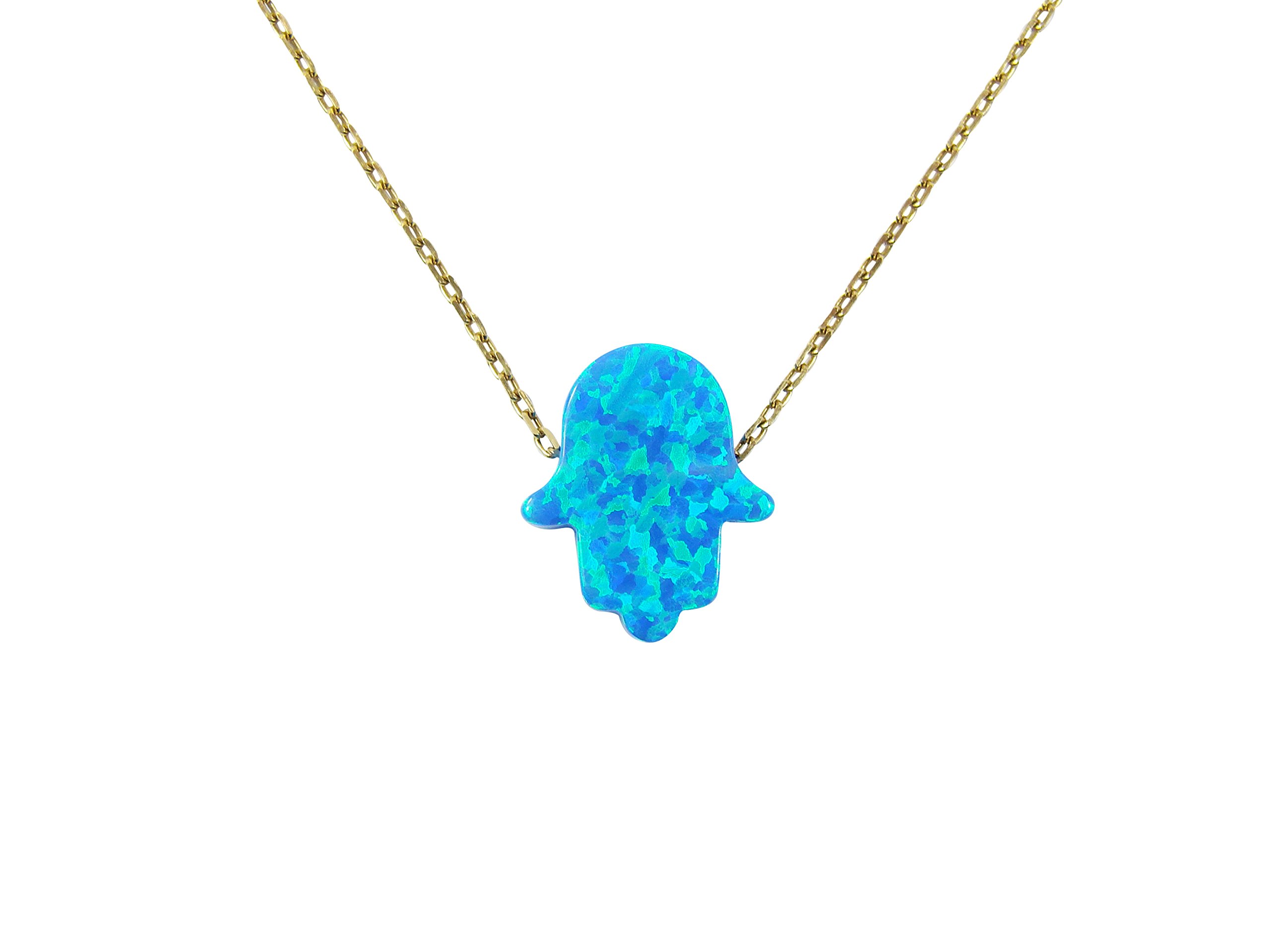Martinuzzi AccessoriesBlue Opal Hamsa Necklace. Gold Plated 925 Sterling Silver Necklace