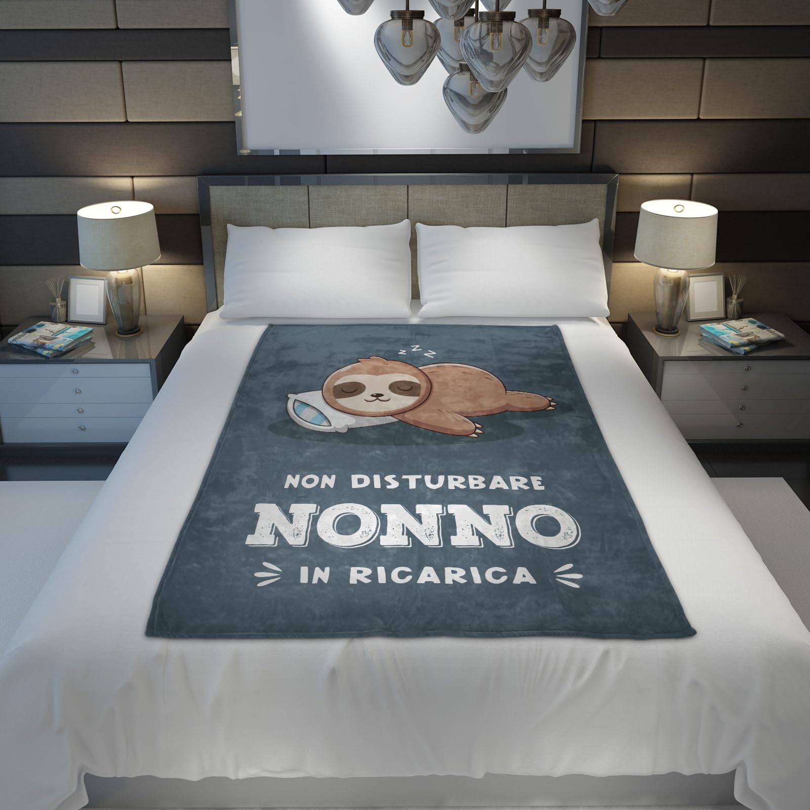 Niyewsor Regalo per Nonno Coperta, Regalo Nonno Compleanno, Festa del Papà Natale Regali per Nonni, Bradipo Coperta Flanella 130 x 150cm
