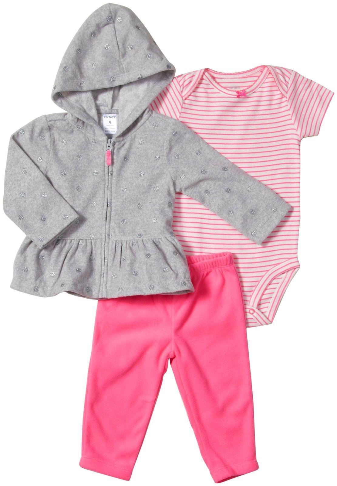 Carter's Baby Girl's 3 Piece Hooded Layette Set - Heather - 3 Months