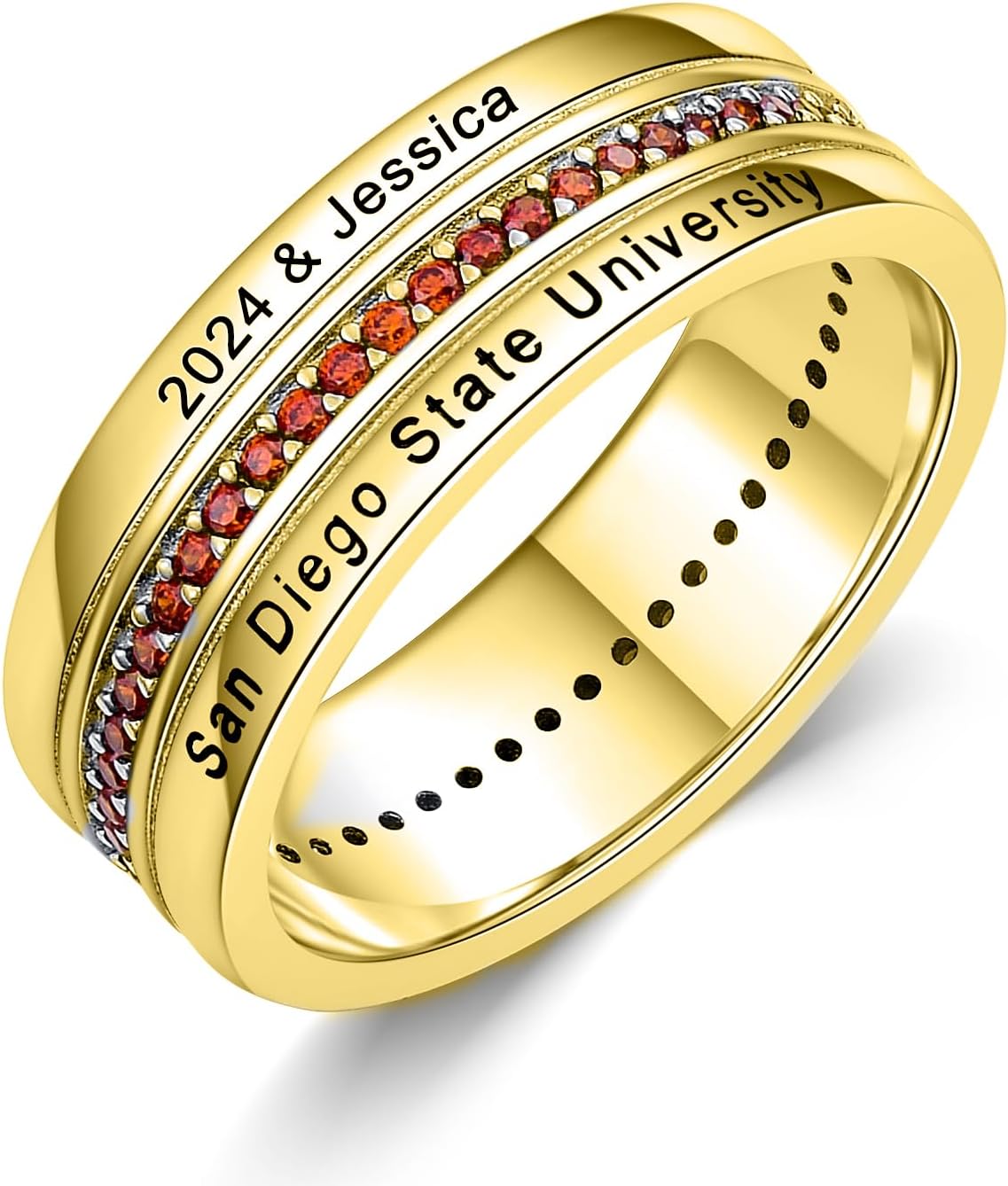 Custom Band Class ring for Women/Men High School and College Graduation Rings For Females Sterling silver/10k 14k 18k Gold Crystal Graduation Gift For Her Class of 2024 ring