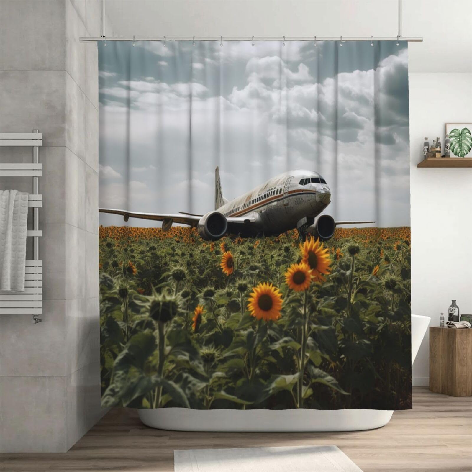 Rideau de douche imperméable 182,9 x 182,9 cm avec 12 crochets de fixation