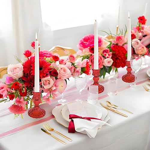 Miniatura 3 de Portavelas de cristal, portavelas cónico a rayas, juego de 6 candelabros para centros de mesa, decoración del hogar, bodas, festivales y fiestas