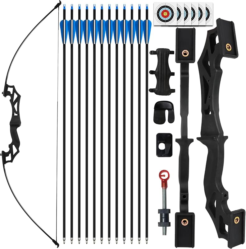 SERfawnCH 30 lbs Recurve Íj Nylon Nyéllel és Gyakorló Nyilakkal Céllövéshez