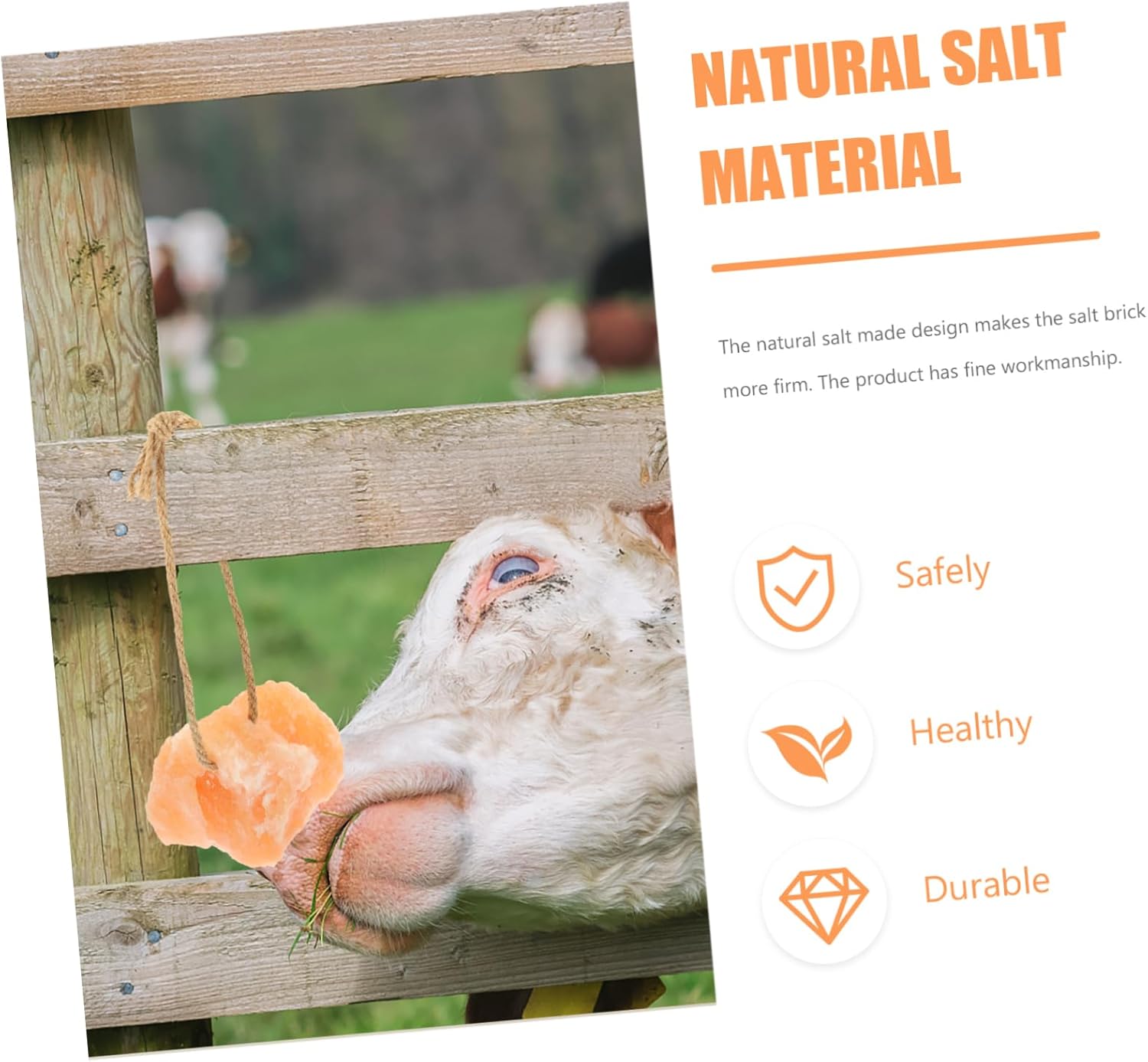 Natural Salt Lick Block for Livestock Hanging Salt Brick for Cattle Sheep and Horses Safe and Durable for Healthy Growth