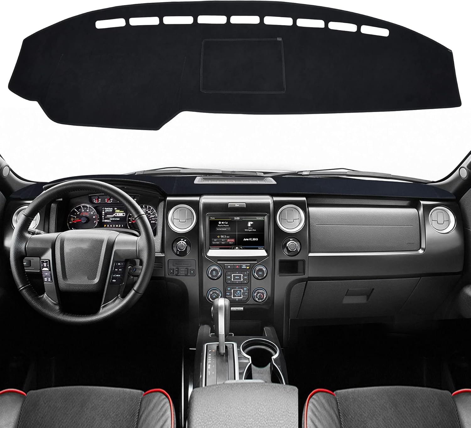 SPEEDWOW Dash Cover Mat for Ford F150 F-150 Raptor 2009-2014 w/ Light Sensor - UV Protection, Glare Reduction