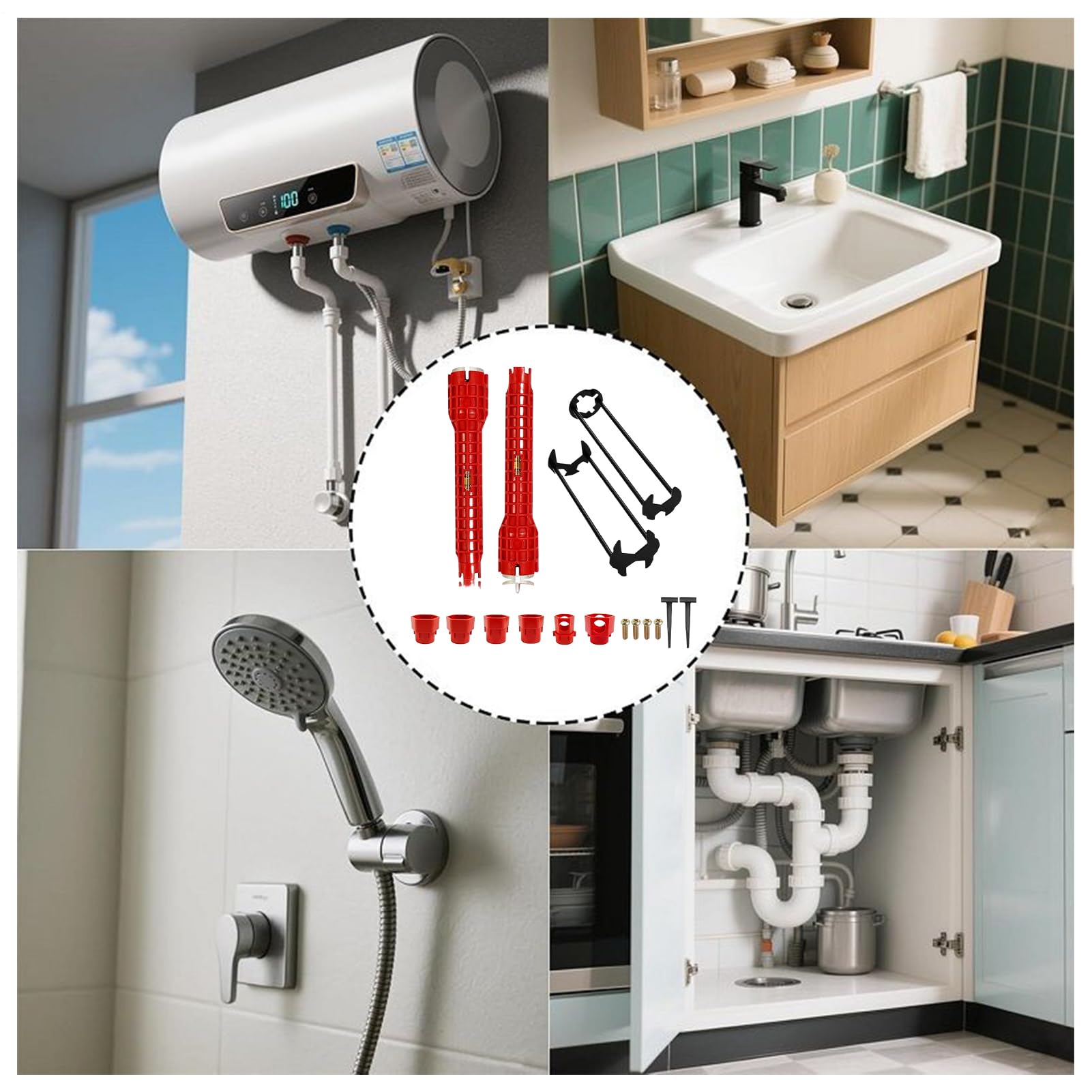 Générique Jeu De Clés Pour Robinet, Outil De Démontage De Mitigeur De Cuisine, Kit De Série Pour Démonter Les Robinets De Baignoire, Lavabo, Cuisine Et Salle De Bains