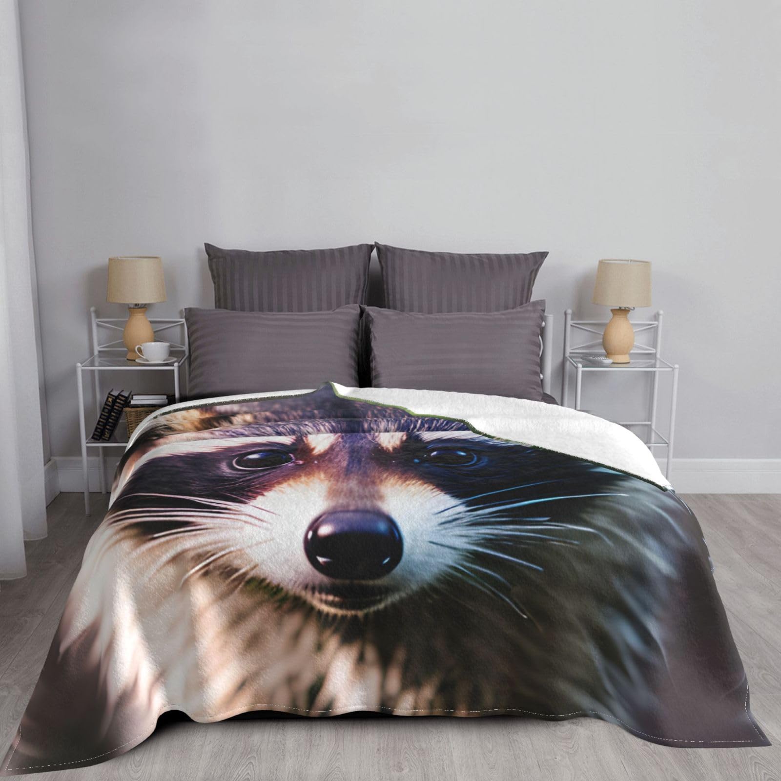 Coperta per divano con procione, in peluche, leggera, super